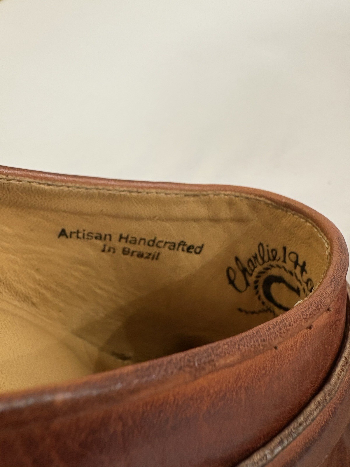 CHARLIE 1 HORSE LEATHER SLIP ON MULE BRAZILIAN WESTERN SHOES SZ 7.5 B