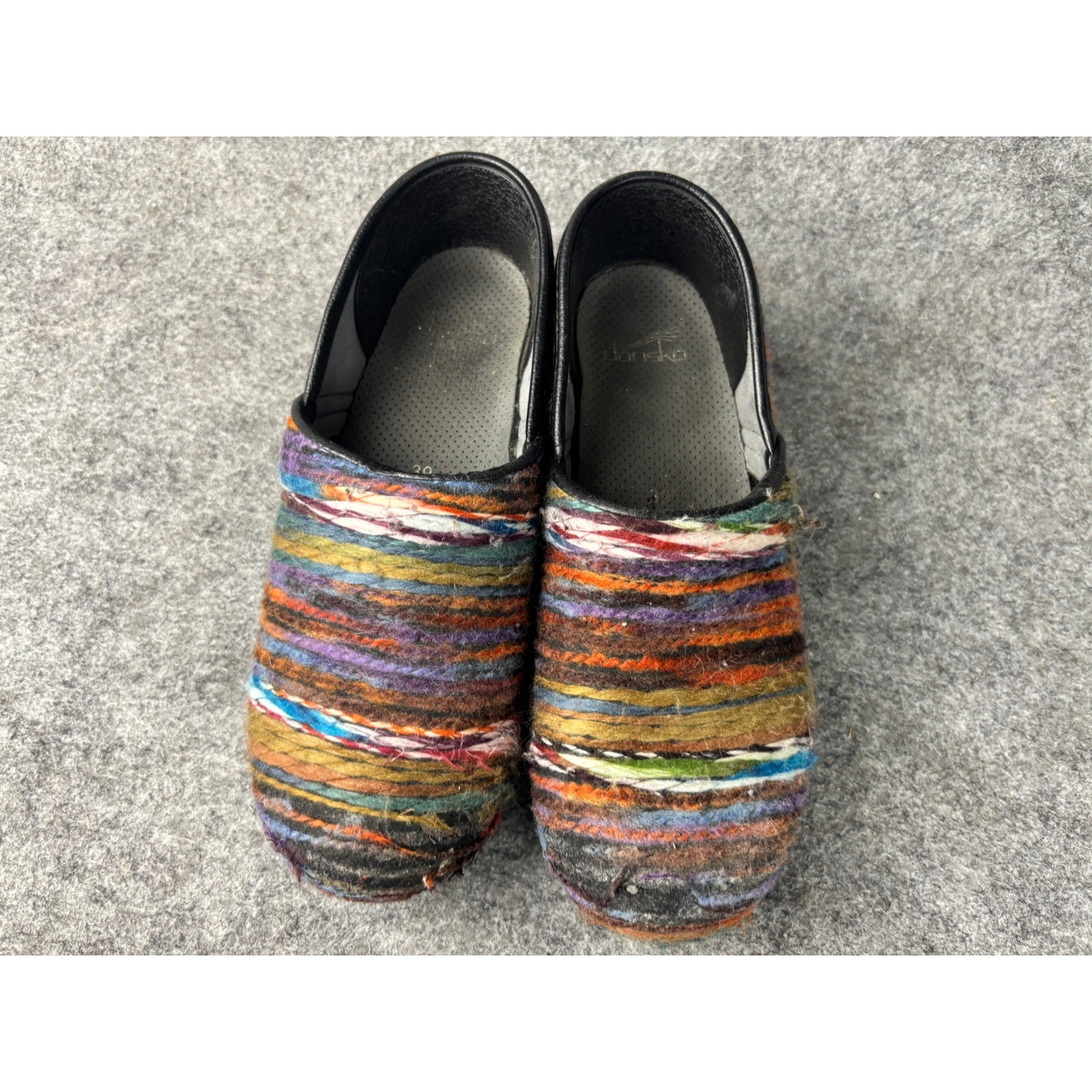 Dansko Professional Clogs Womens 39 Multi Color Yarn Striped Knit Comfort Shoes