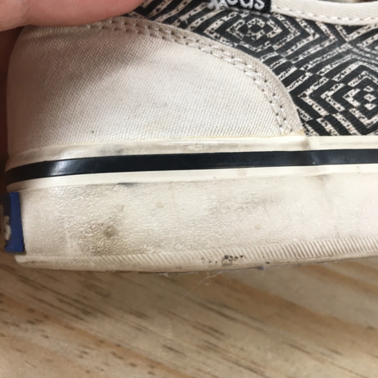 Keds Shoes Womens 8 Geometric Print Casual Sneakers Black Canvas Low WF48285