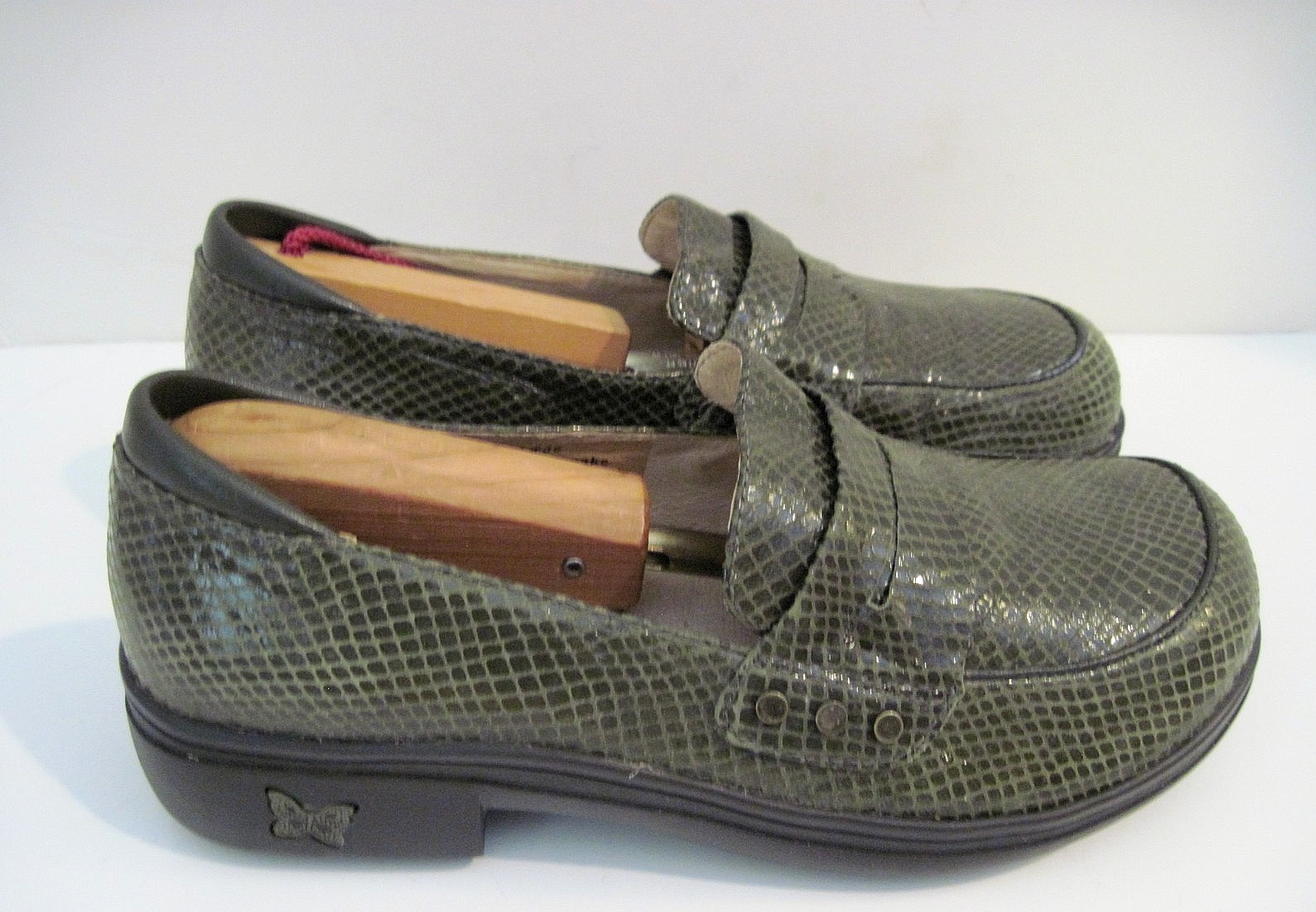 Alegria By PG Lite TAY -723 Green Glossy Snake Leather Shoes Size 36, US 6-6.5