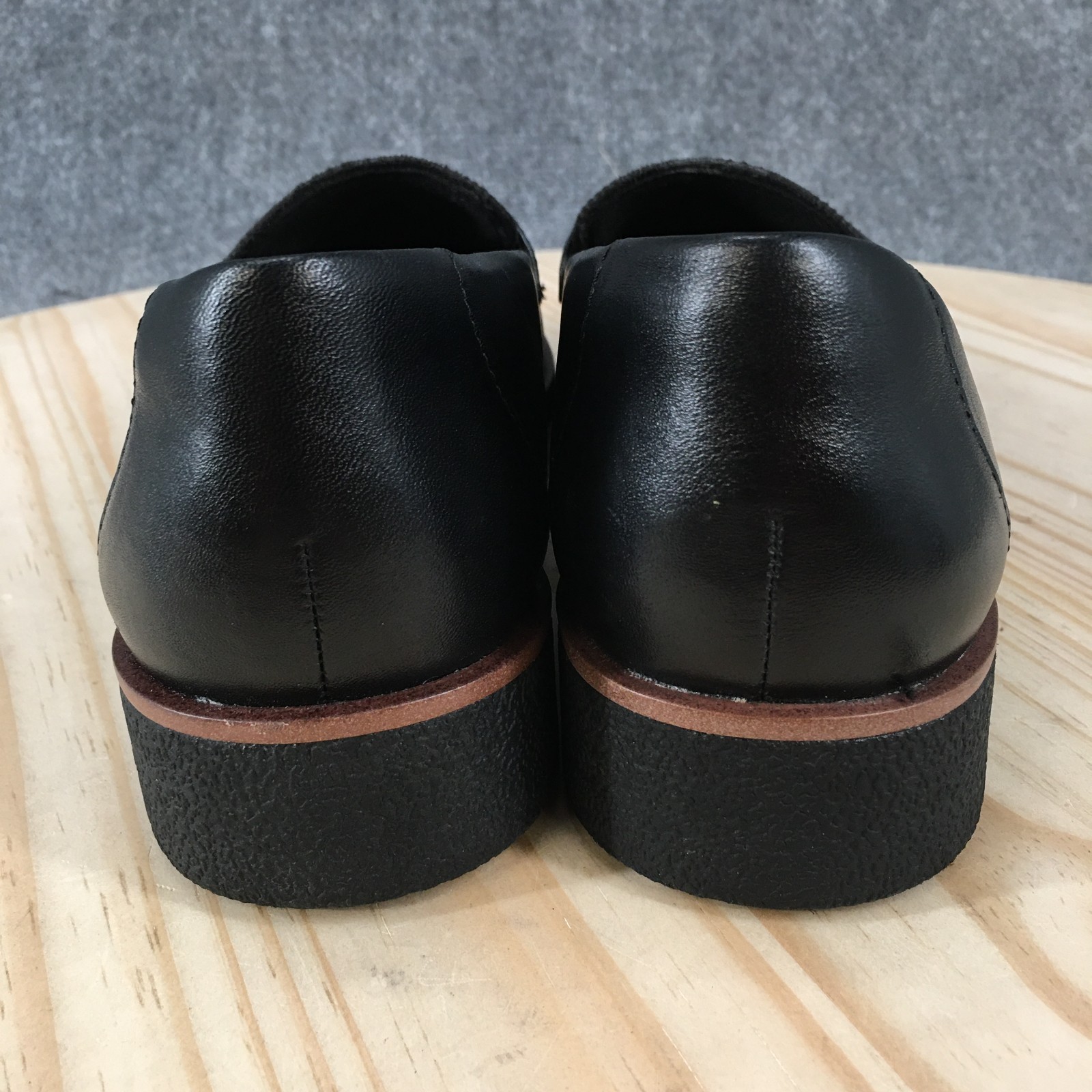Clarks Griffin Sail Shoes Womens 10 M Casual Slip On Plaid Loafers Black Leather