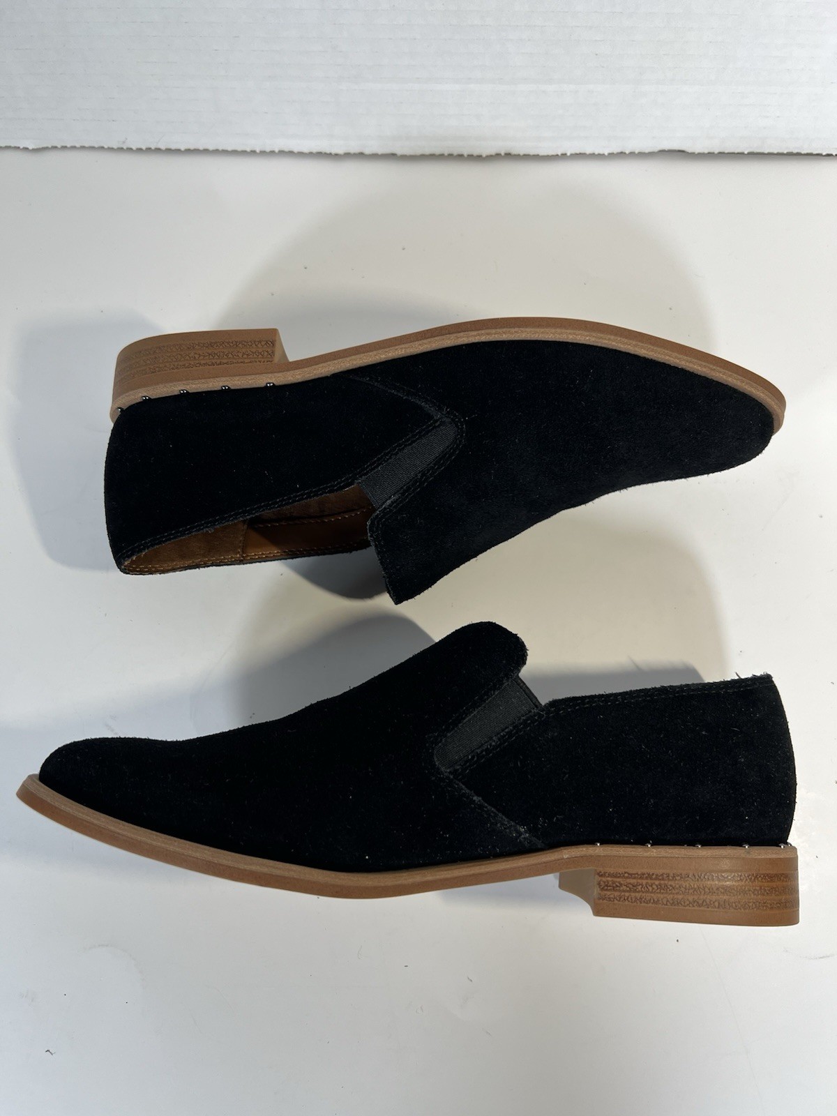 Franco Sarto JED Black Suede Slip On Loafers Almond Toe Women’s Size 7M Comfort
