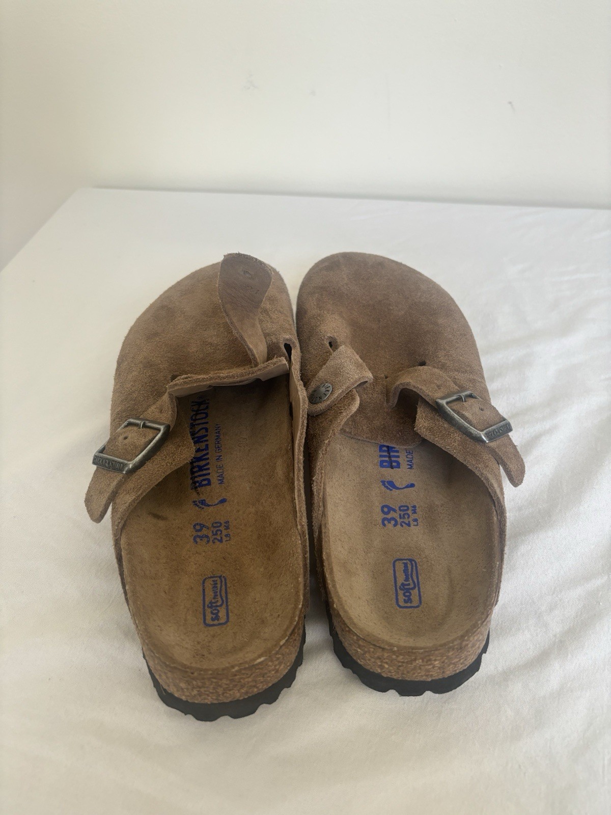Birkenstock Boston Clogs Brown Suede Size 8 Eu39 Narrow Fit Soft Footbed