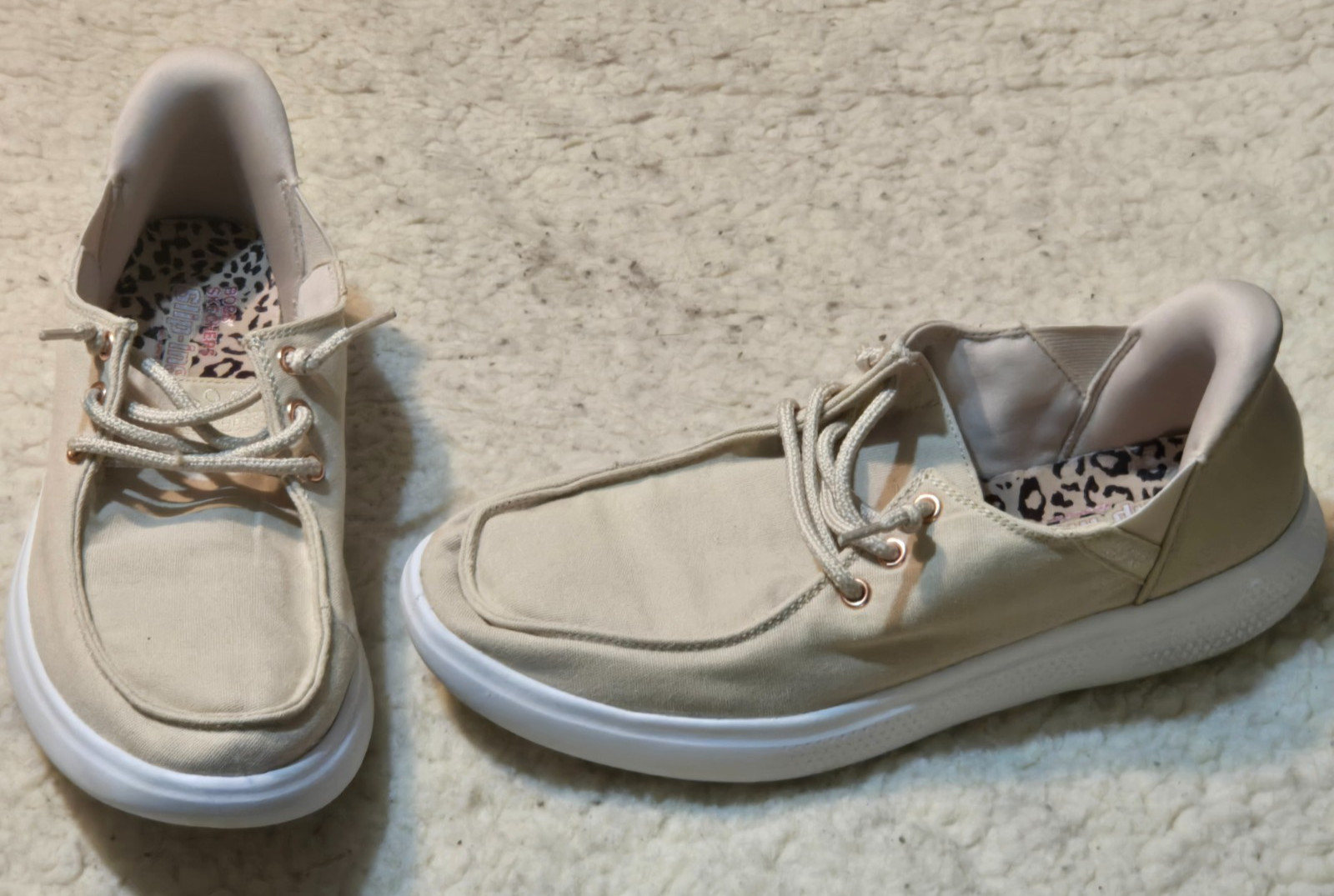Skechers Bobs Slip Ins Shoes Women’s Size 8 Natural Textile Comfort 114814