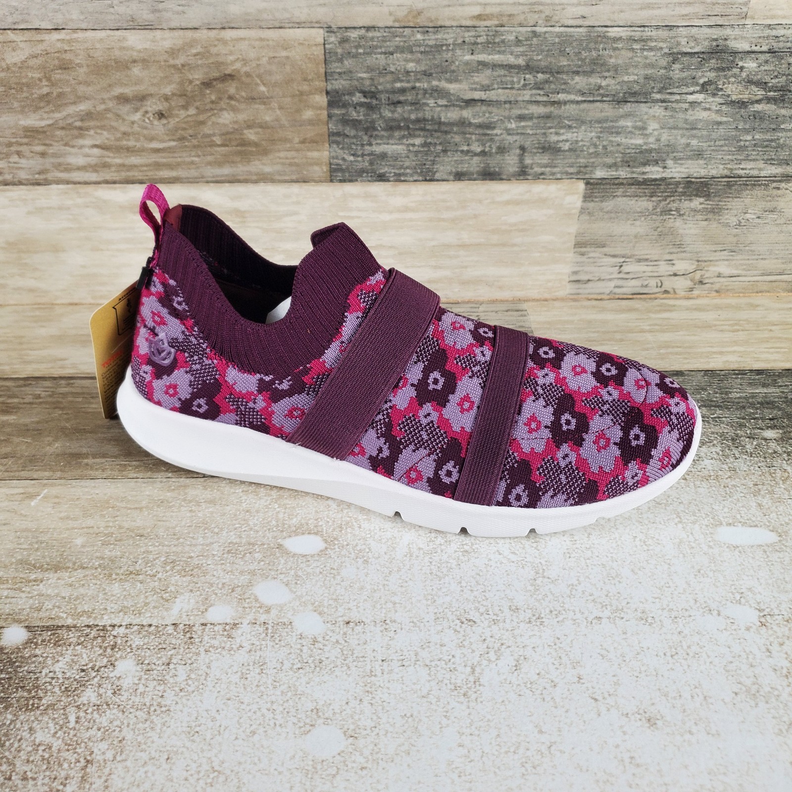 Spenco Karma Womens Shoes Sz 9 D Running Fuchsia Stretch Floral Slip On Sneakers