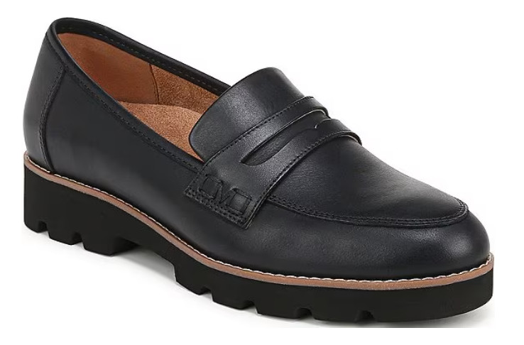Vionic Cheryl II Navy Leather Loafer Shoe Women sizes 5-11/NEW!! Medium