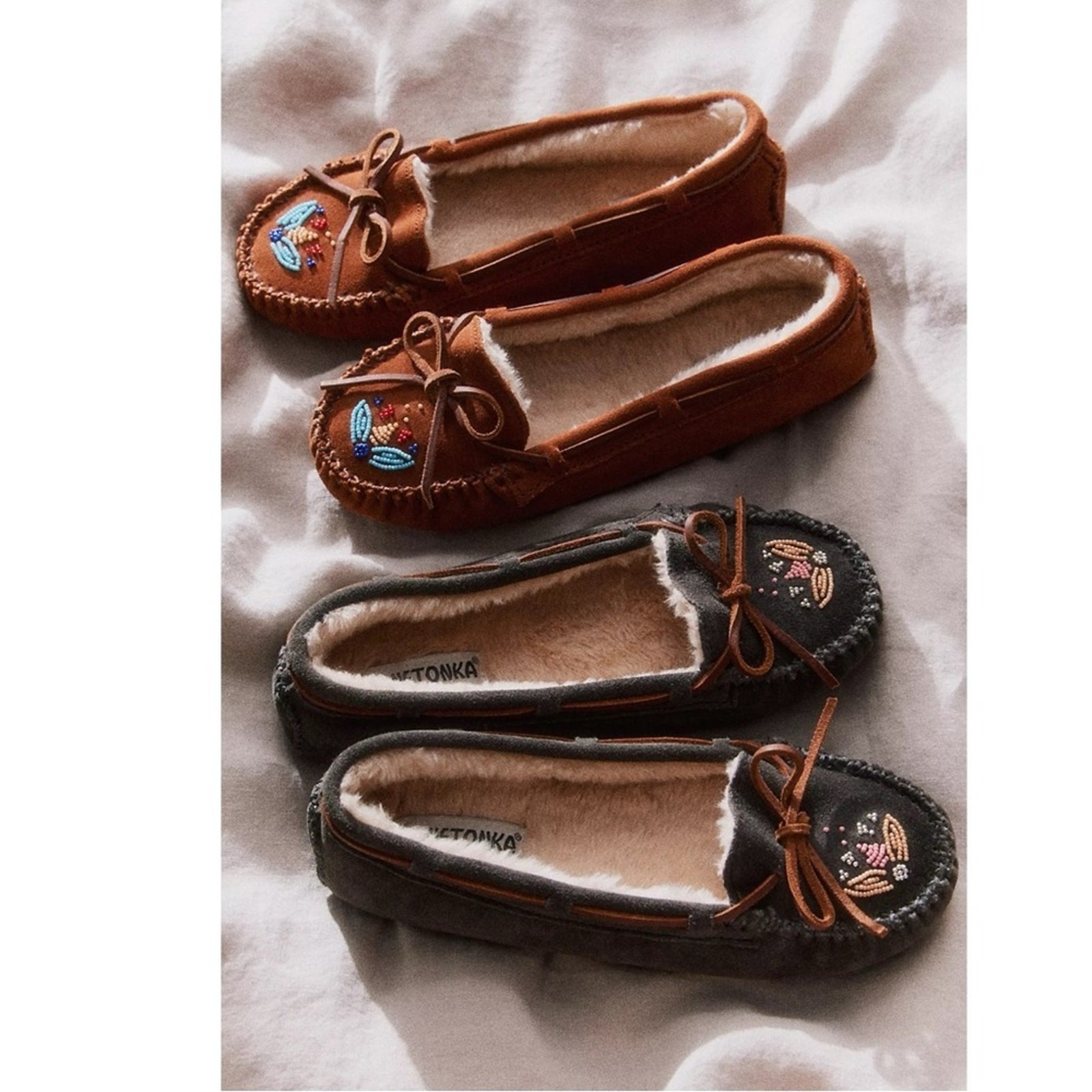 Free People Minnetonka Beaded Leather Ayashe Moccasins 10 NWT Western Bohemian