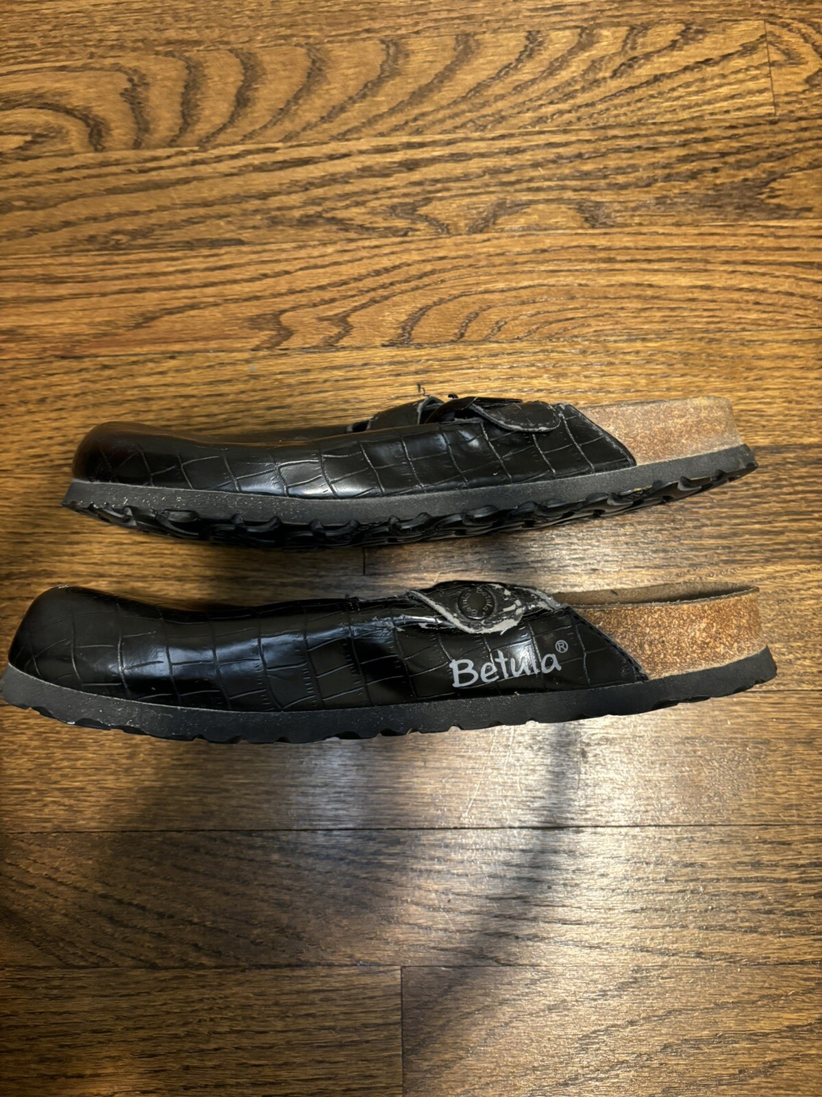 Birkenstock Clogs Size 42 Black Metalic Leather