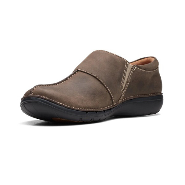 Clarks Womens Un Loop Ave Leather Slip-On Loafer Shoes — Taupe NIB