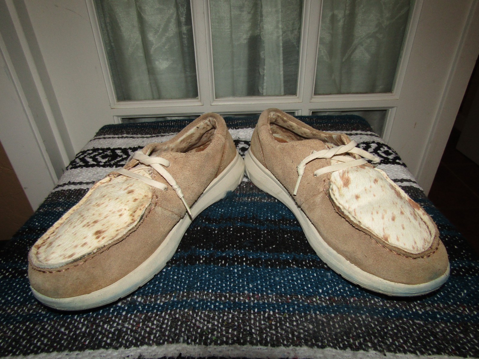 Ariat Hilo Shoes Suede Leather Spotted Hair Cowhide Moccasin Slip On Womens 7 B