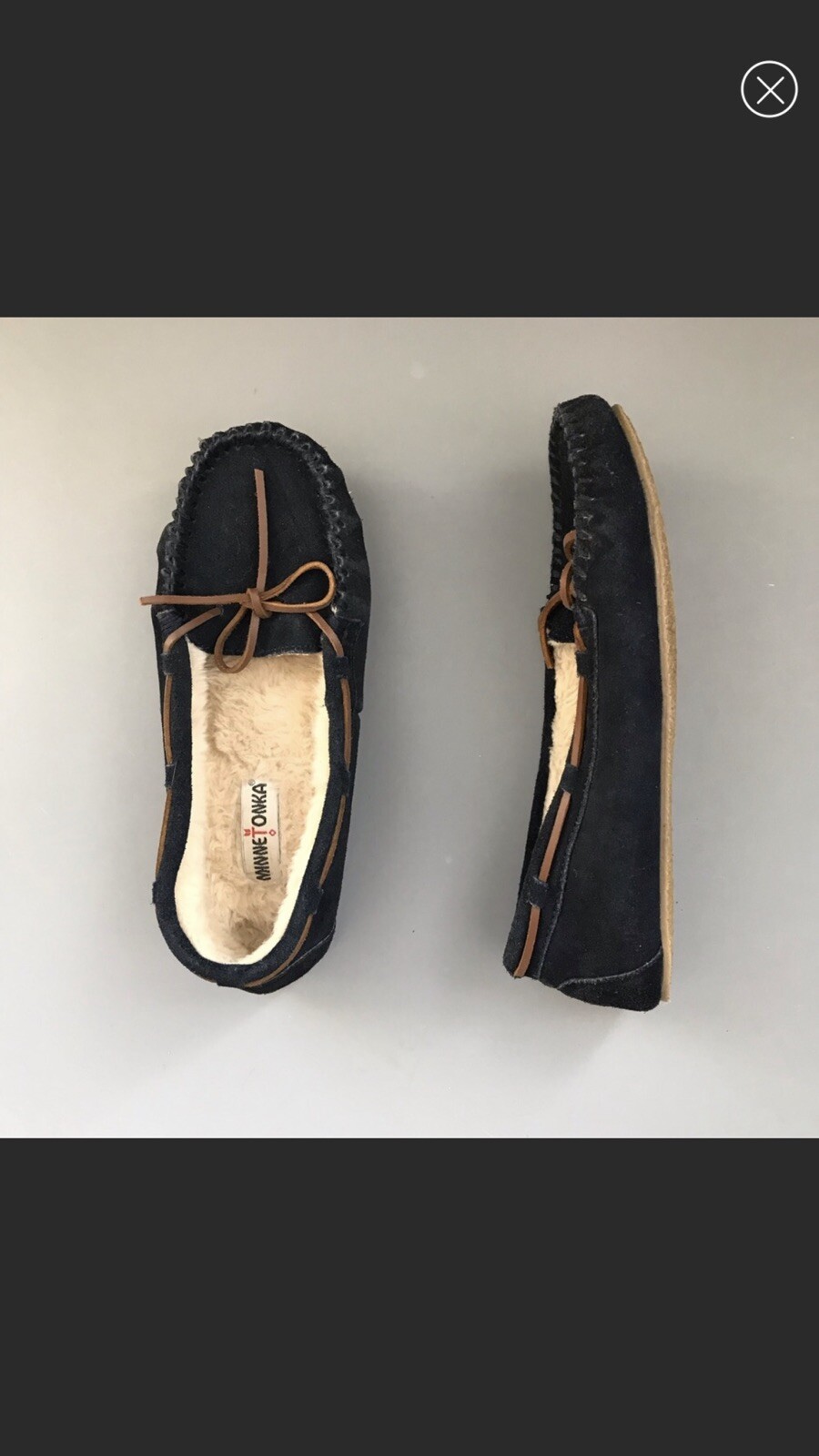Urban Outfitters Minnetonka Cally Slip On Faux Suede Sherpa Moccasins Blue 11