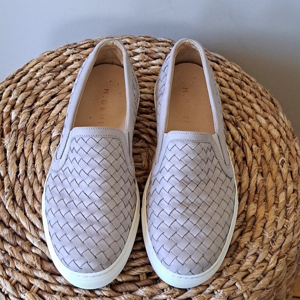 M. Gemi Womens The Cerchio Grey Woven Leather Loafer Sneaker EU39/US8.5