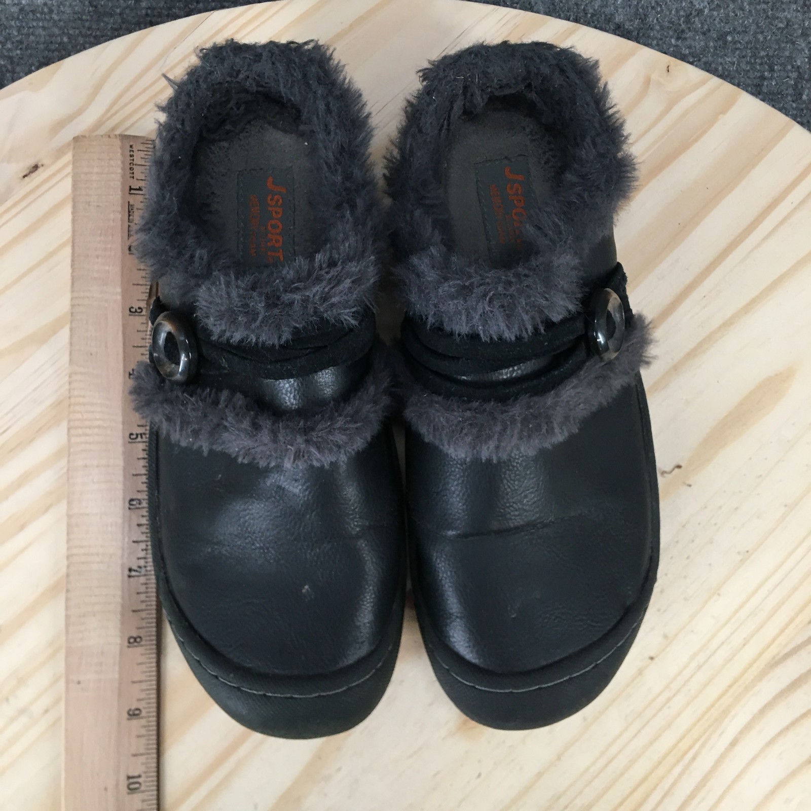 Jsport by Jambu Shoes Womens 6 M Holiday Clogs Black Leather Closed Toe Comfort