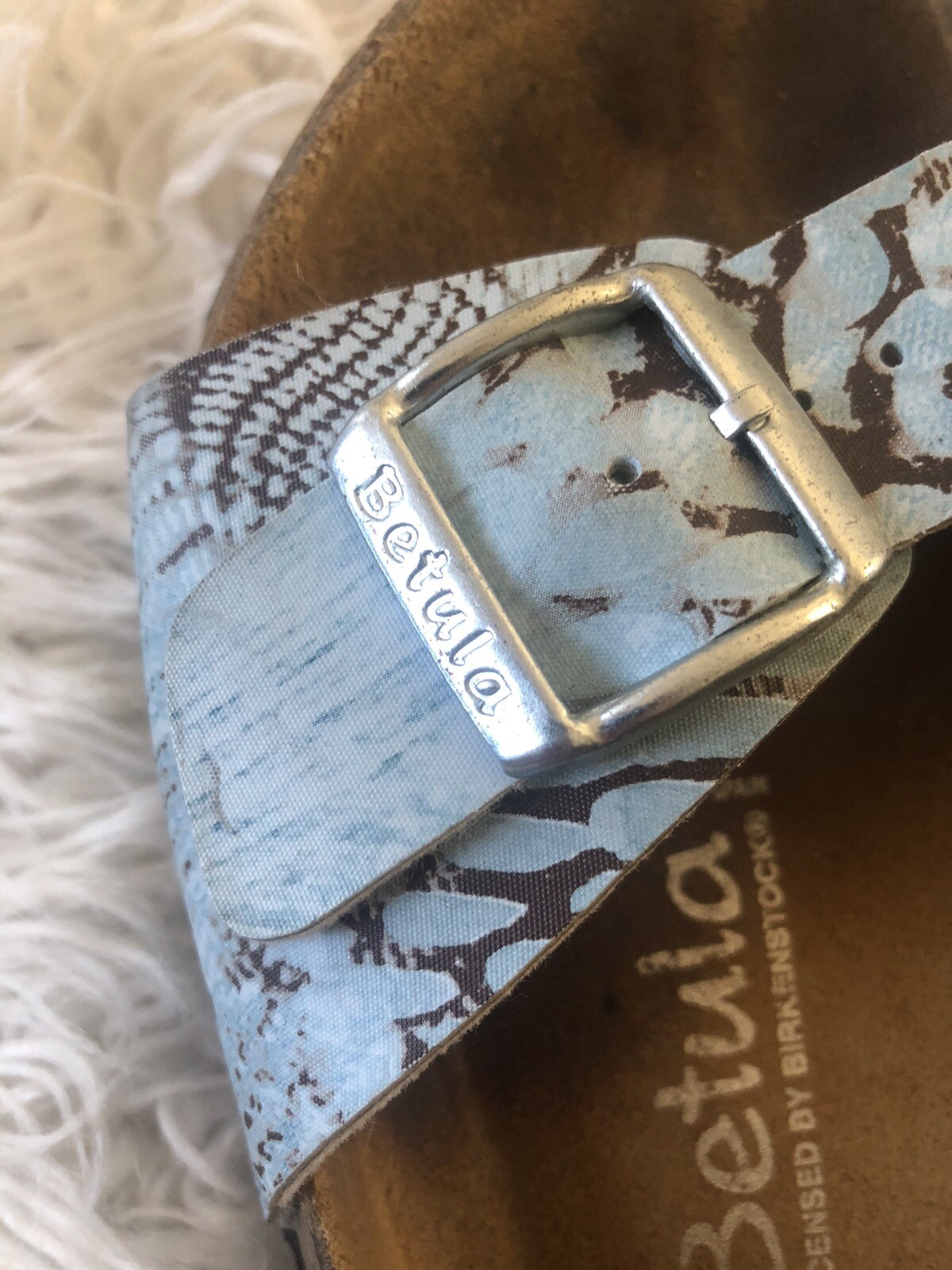 Betula by Birkenstock Blue Printed Slip on Sandals Ladies 8 Men’s 6