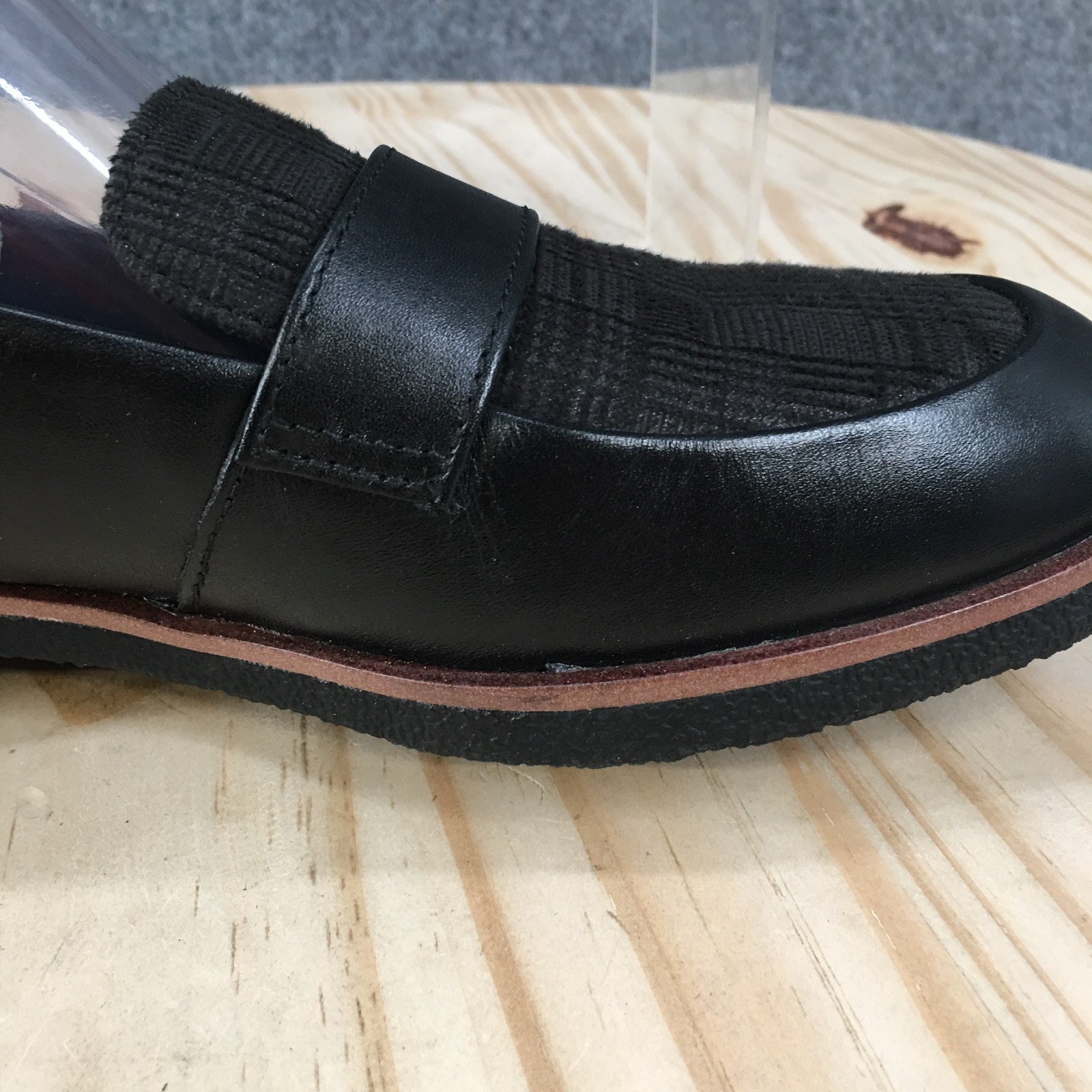 Clarks Griffin Sail Shoes Womens 10 M Casual Slip On Plaid Loafers Black Leather
