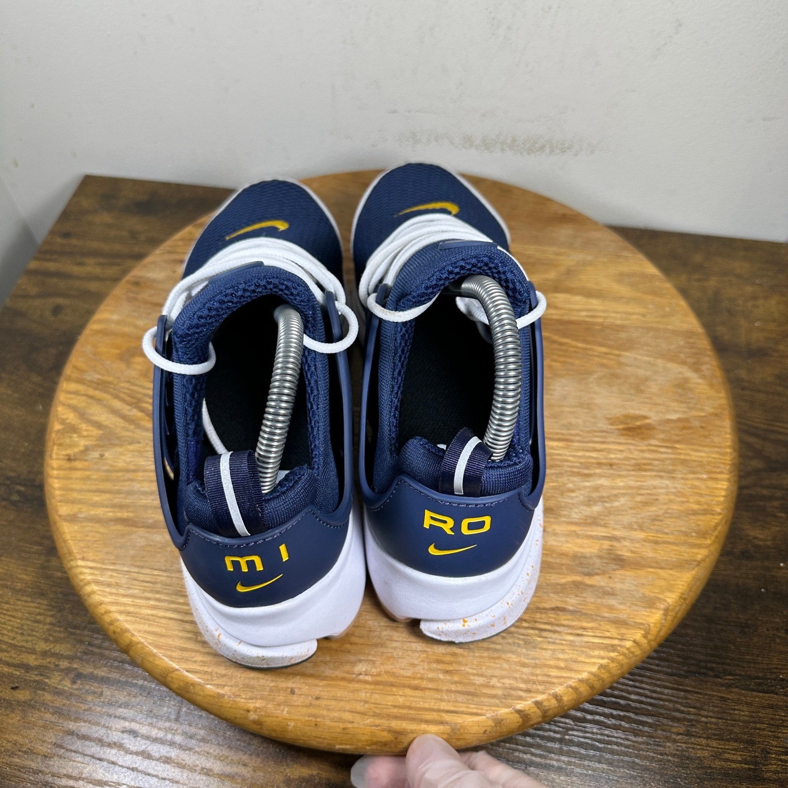 Nike Air Presto Womens Navy Blue Yellow Mesh Running Shoes 846440-998 Size 9