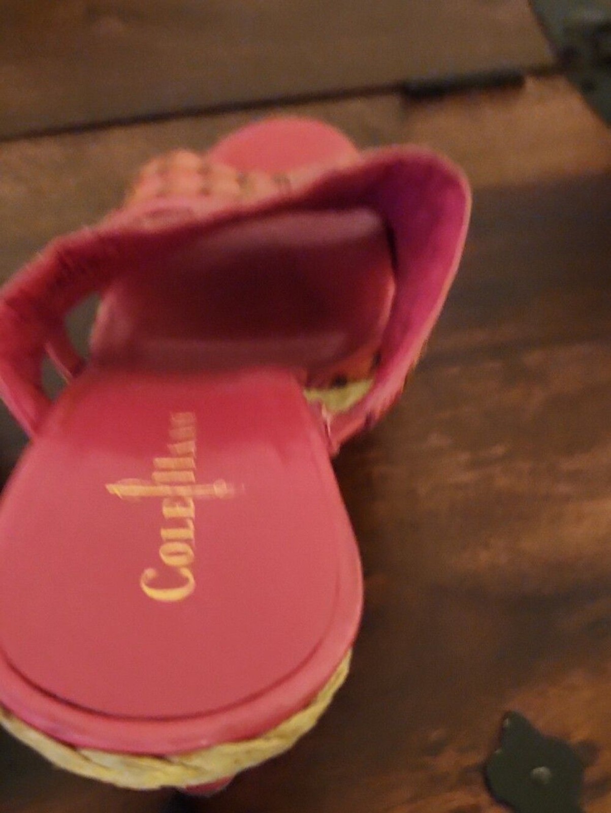 Cole Haan Pink Braided-Strap Slide Mules Sz 8 1/2 B