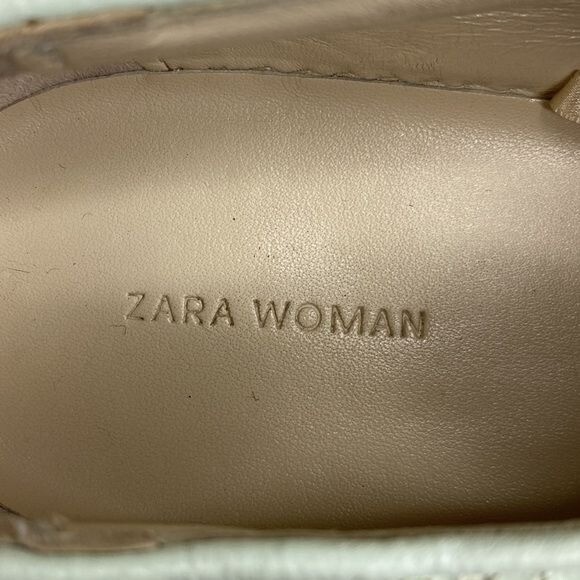 Zara Woman Textured Slip-On Sneakers In Pastel Green Size 40