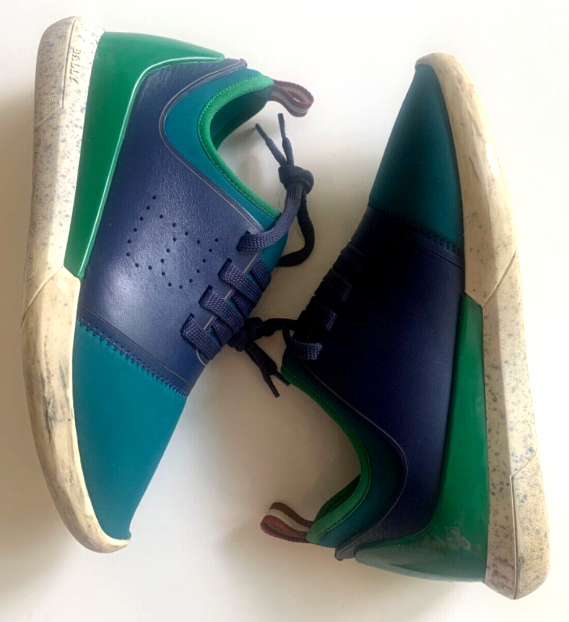 BALLY Sneakers 6 AVELLE Neoprene Runner Azure Turquoise Navy Lace Up Low 36.5EU