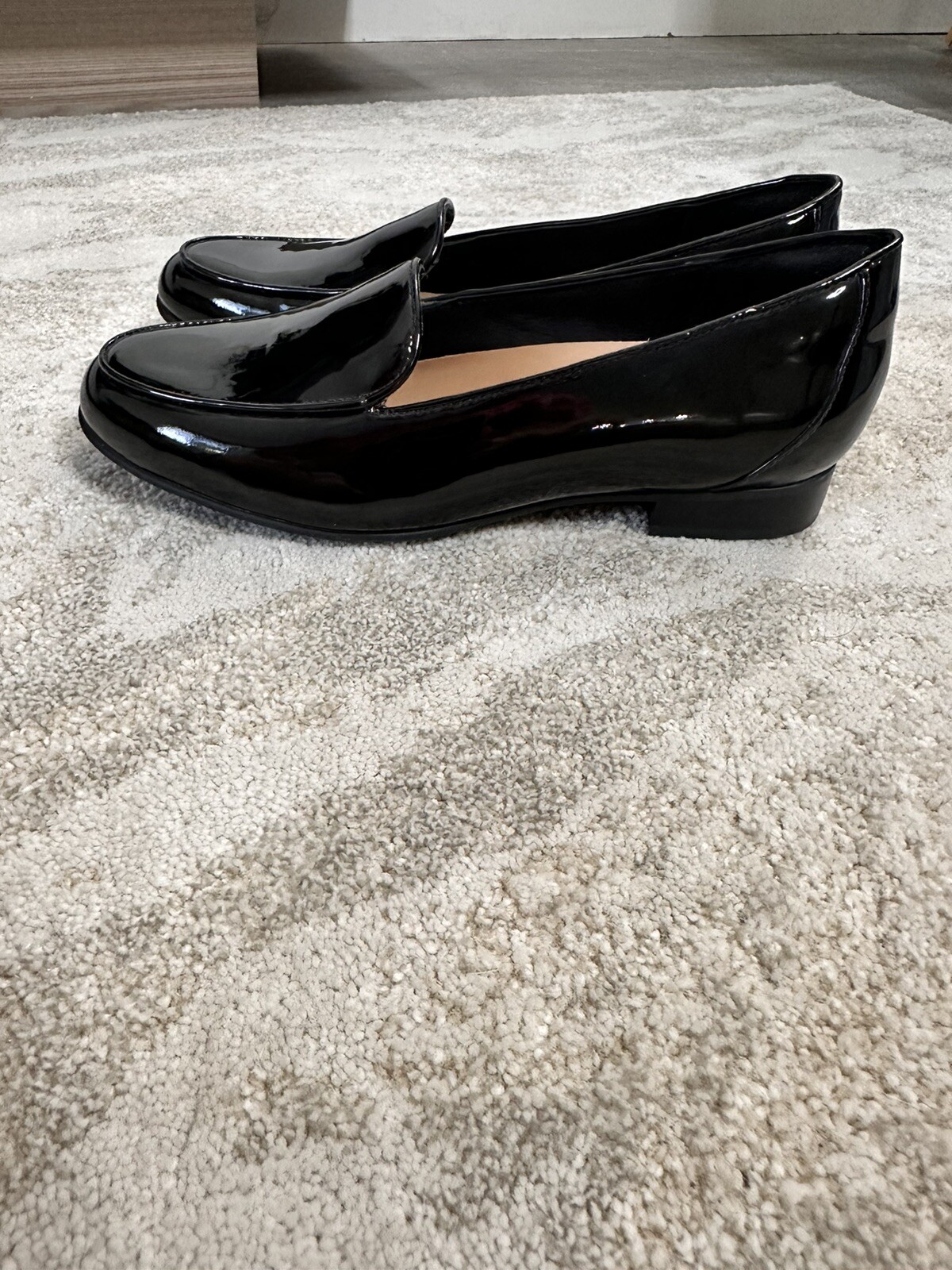 Unstructured Clarks Shoes Women’s 7M Un Blush Ease Loafers Black Leather NEW