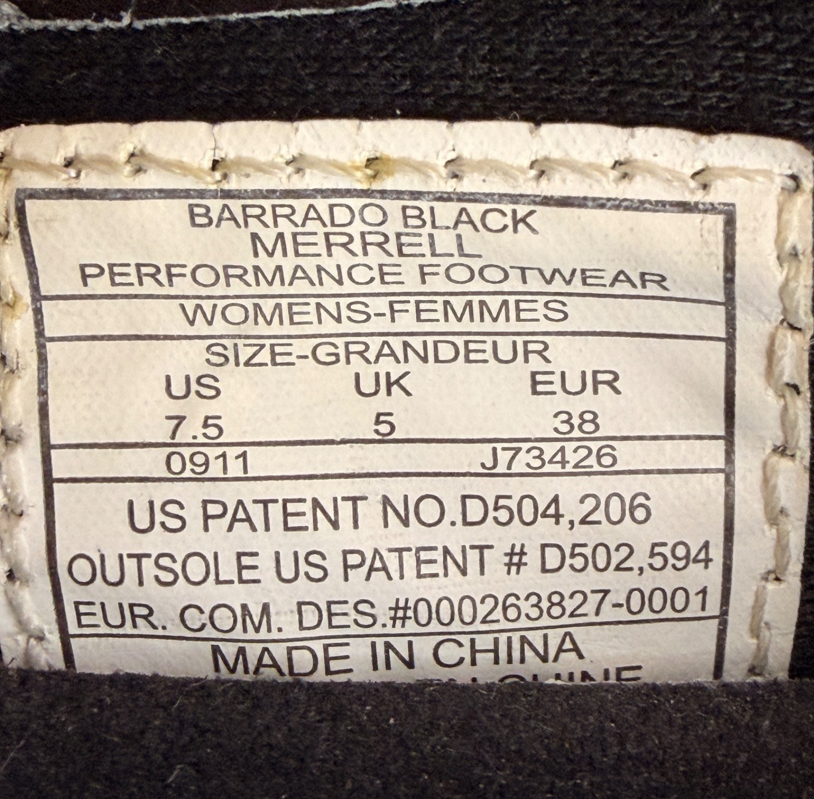 Merrell Barrado Black Zip Slip On Walking Shoes Mesh Comfort Women’s Size 7.5
