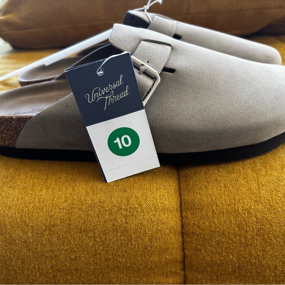 Universal Thread Taupe Suede Buckle Clogs