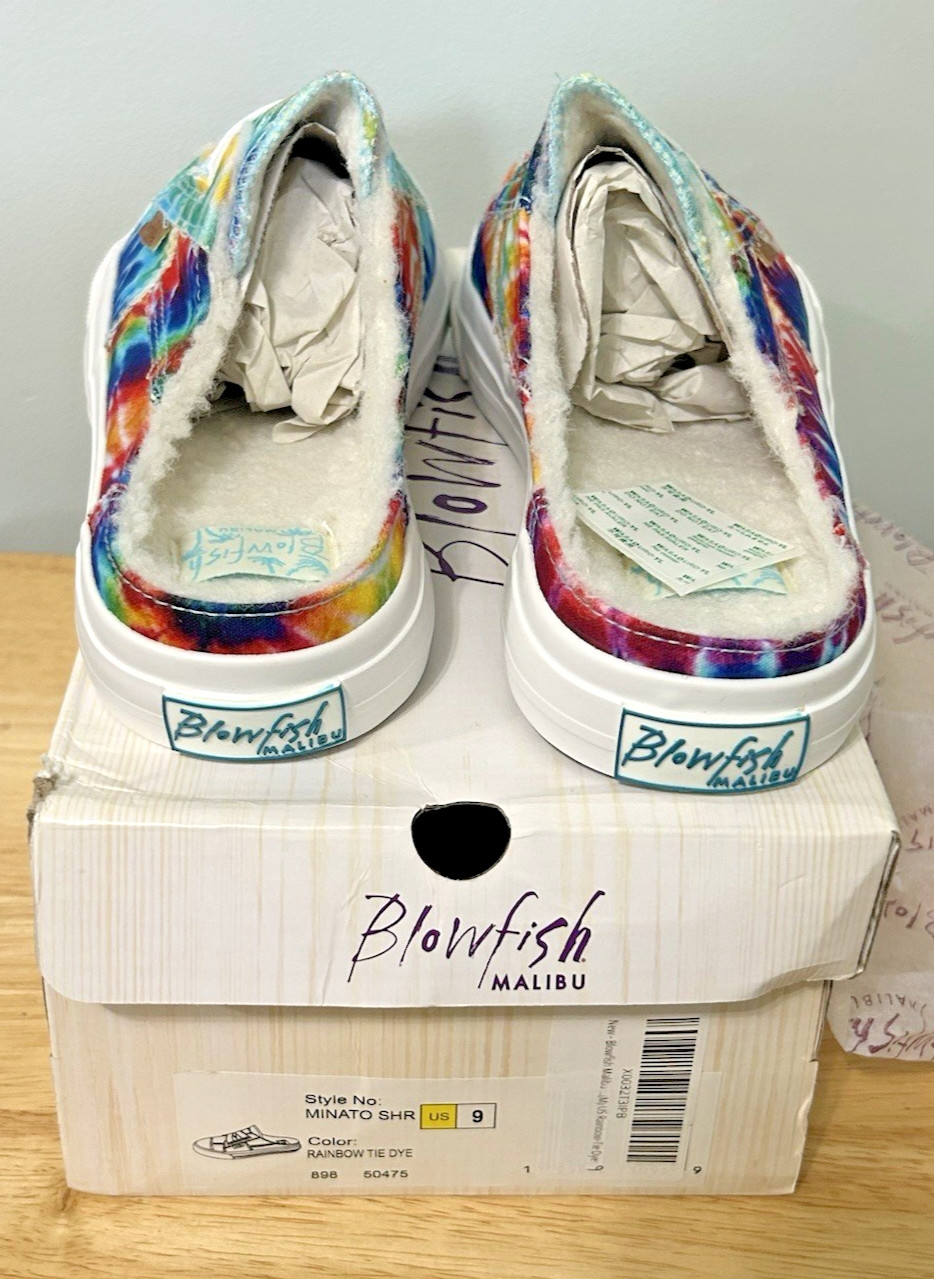 Blowfish Rainbow Tie Dye Sneaker Slip-On 9 M ladies distressed frayed New in Box