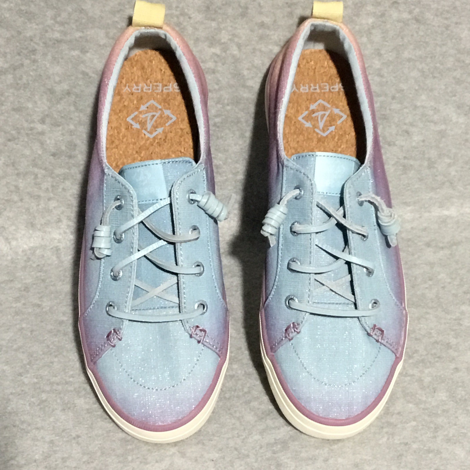 Sperry Crest Vibe Shimmer Sneakers Women’s 8.5 Blue Purple Ombré Slip On Shoes