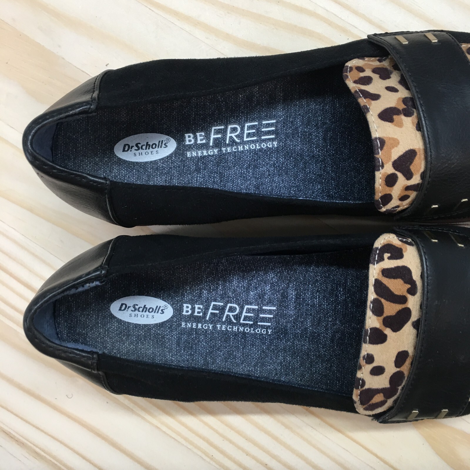 Dr Scholls Be Free Shoes Womens 7 M Grow Up Loafers Leopard Black Brown Slip On