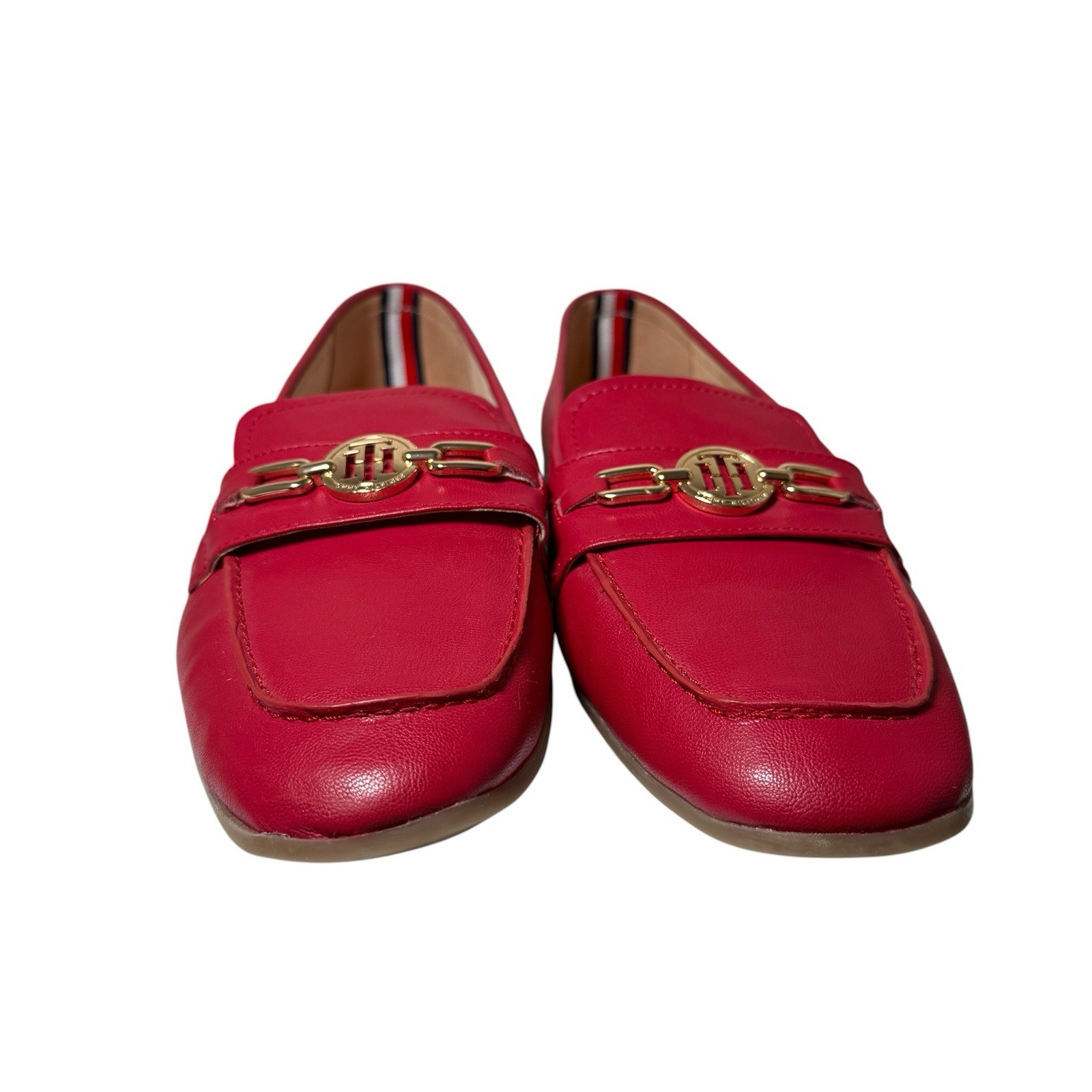 Tommy Hilfiger Moccasins Women’s Loafers Size 11M Red Vegan Leather Flat Shoes
