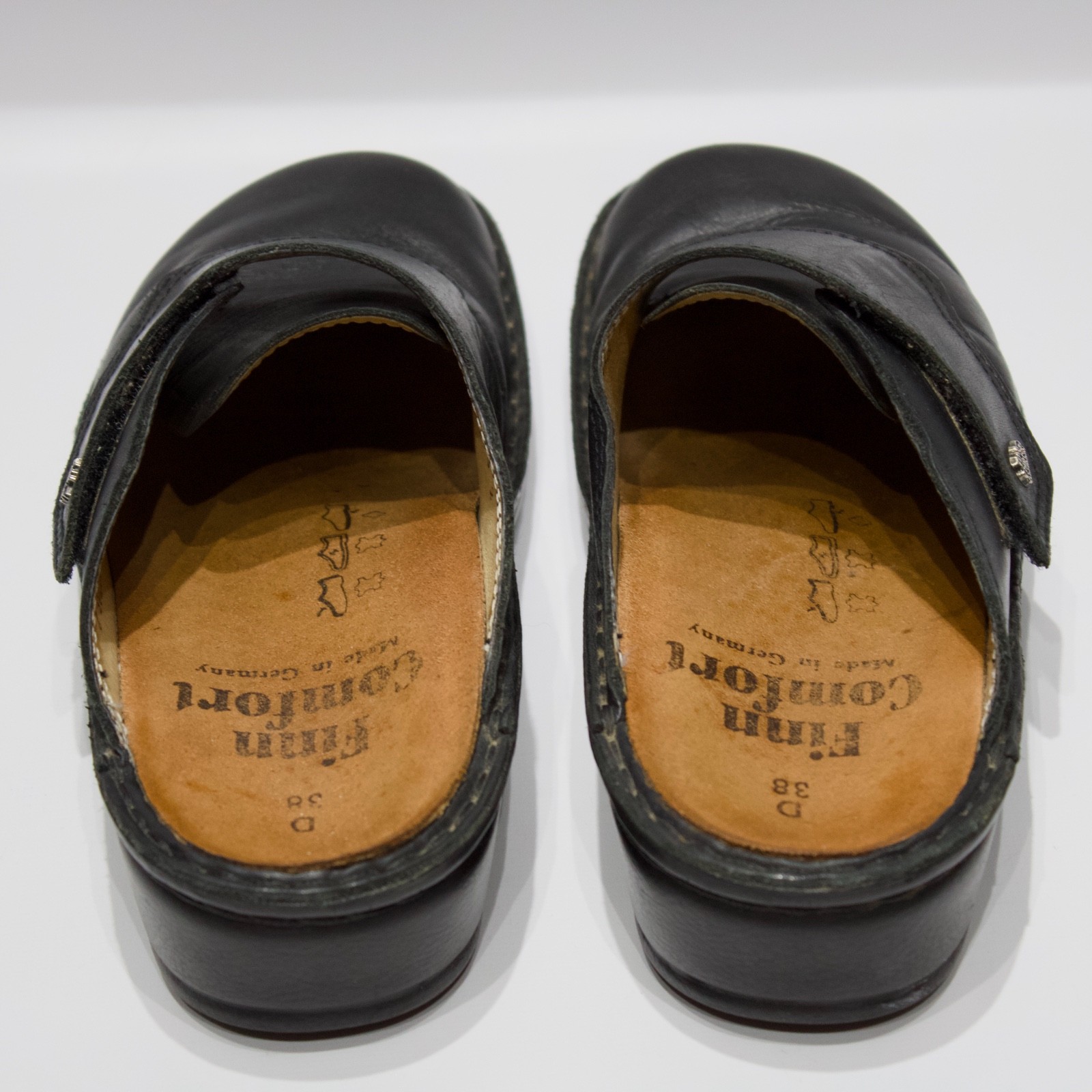 Finn Comfort Made in Germany Black Leather Mule Women ~ Size 7.5 D Wide (38D EU)