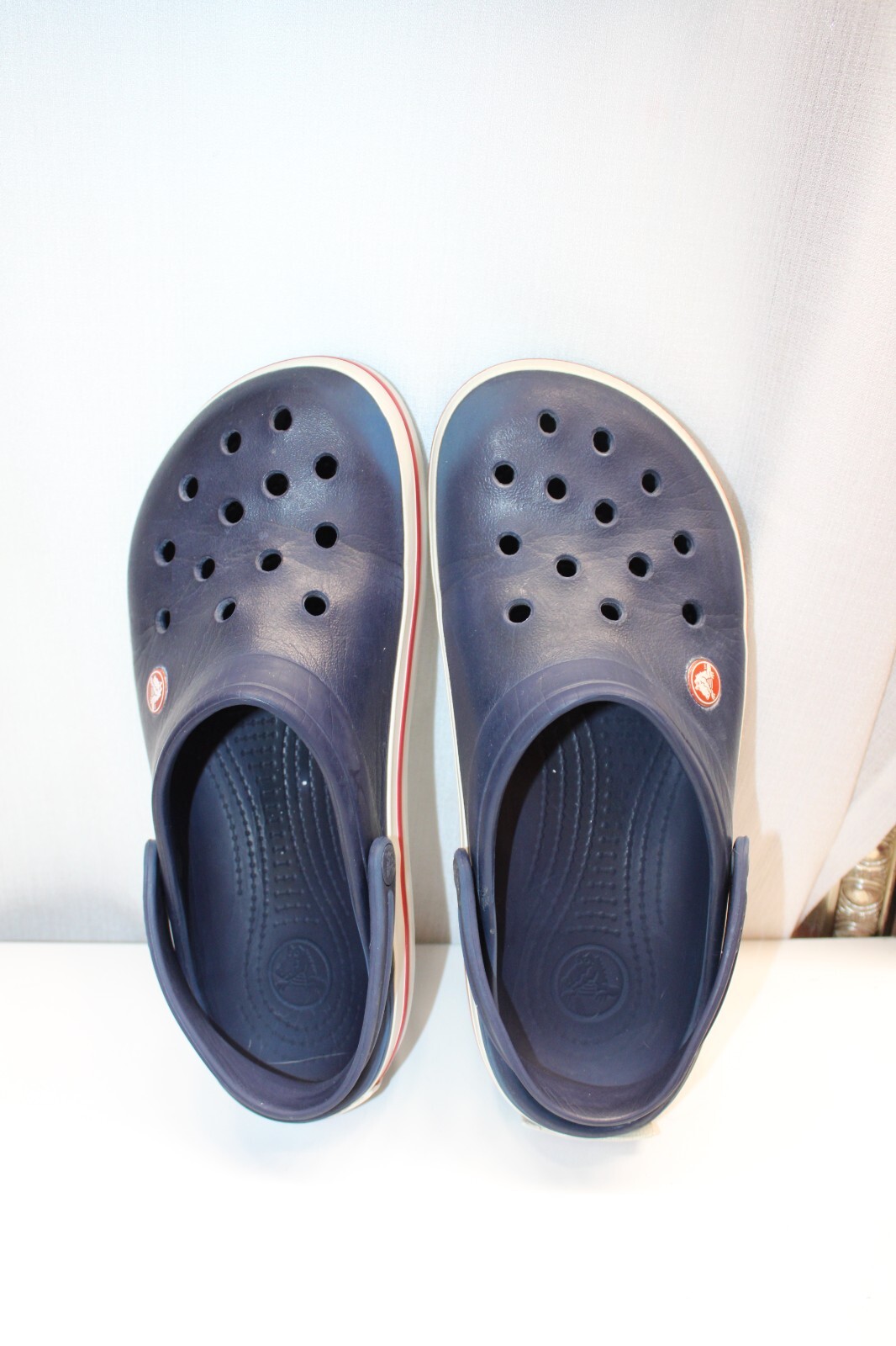 Crocs Crocband Clogs Blue White Red Stripe Mens 8 Women 10 Unisex Shoes