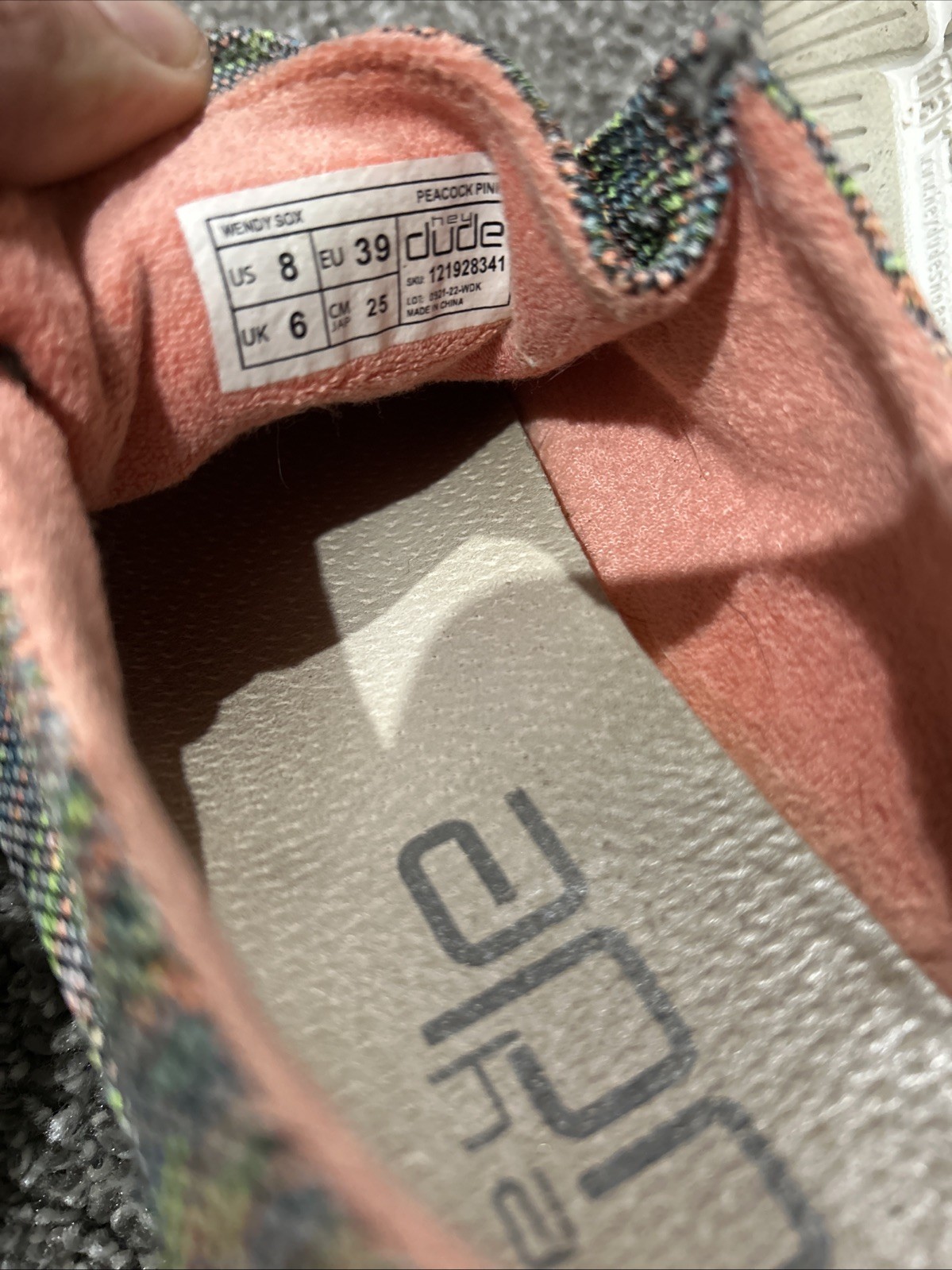 Hey Dude Wendy Sox Size 8 Shoes Sneakers Slip On Peacock Pink 121928341 Women’s