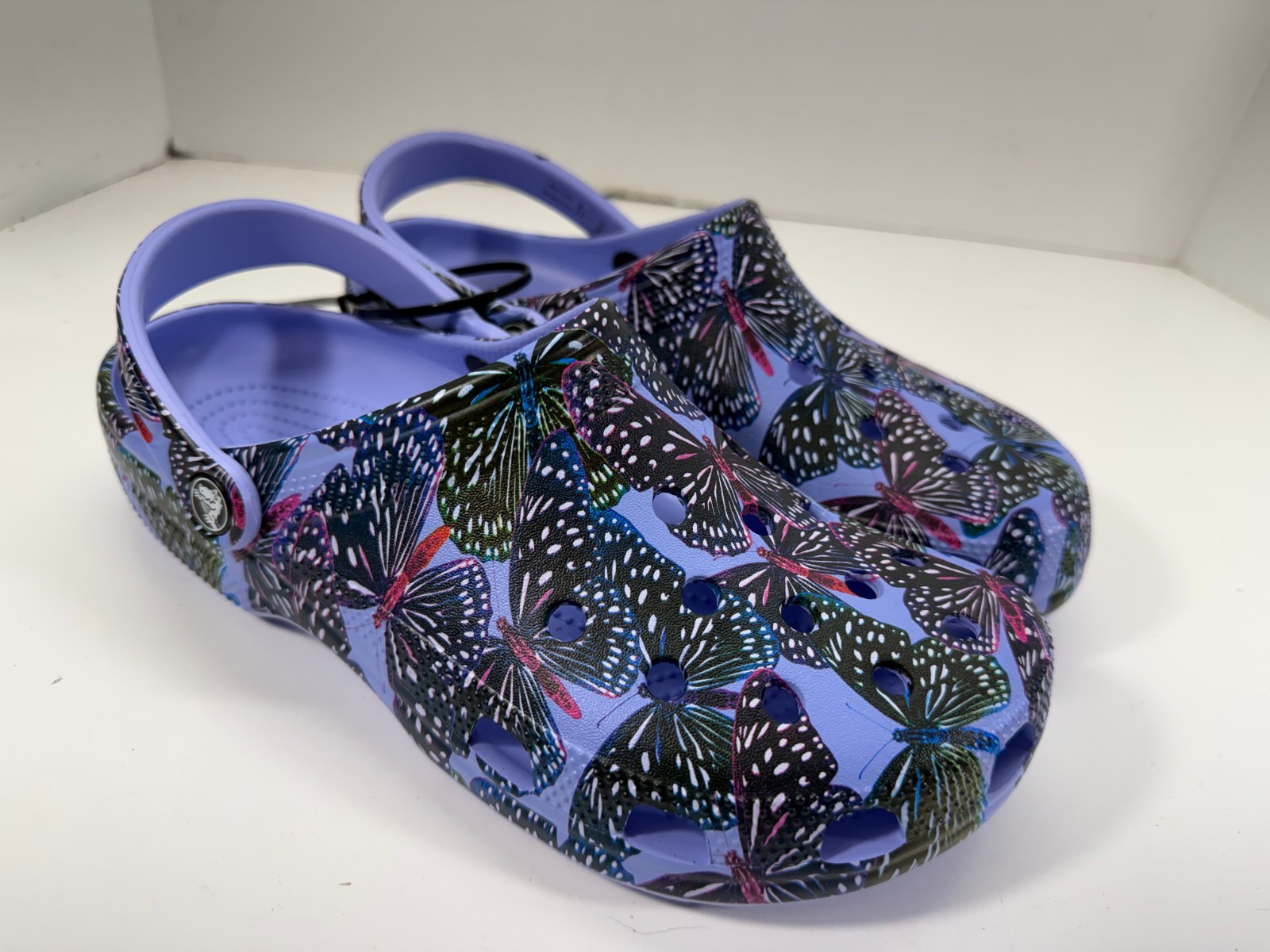 Crocs Classic Butterfly Clogs Womens 11 Moon Jelly Multi Slip-On Comfort NWOT