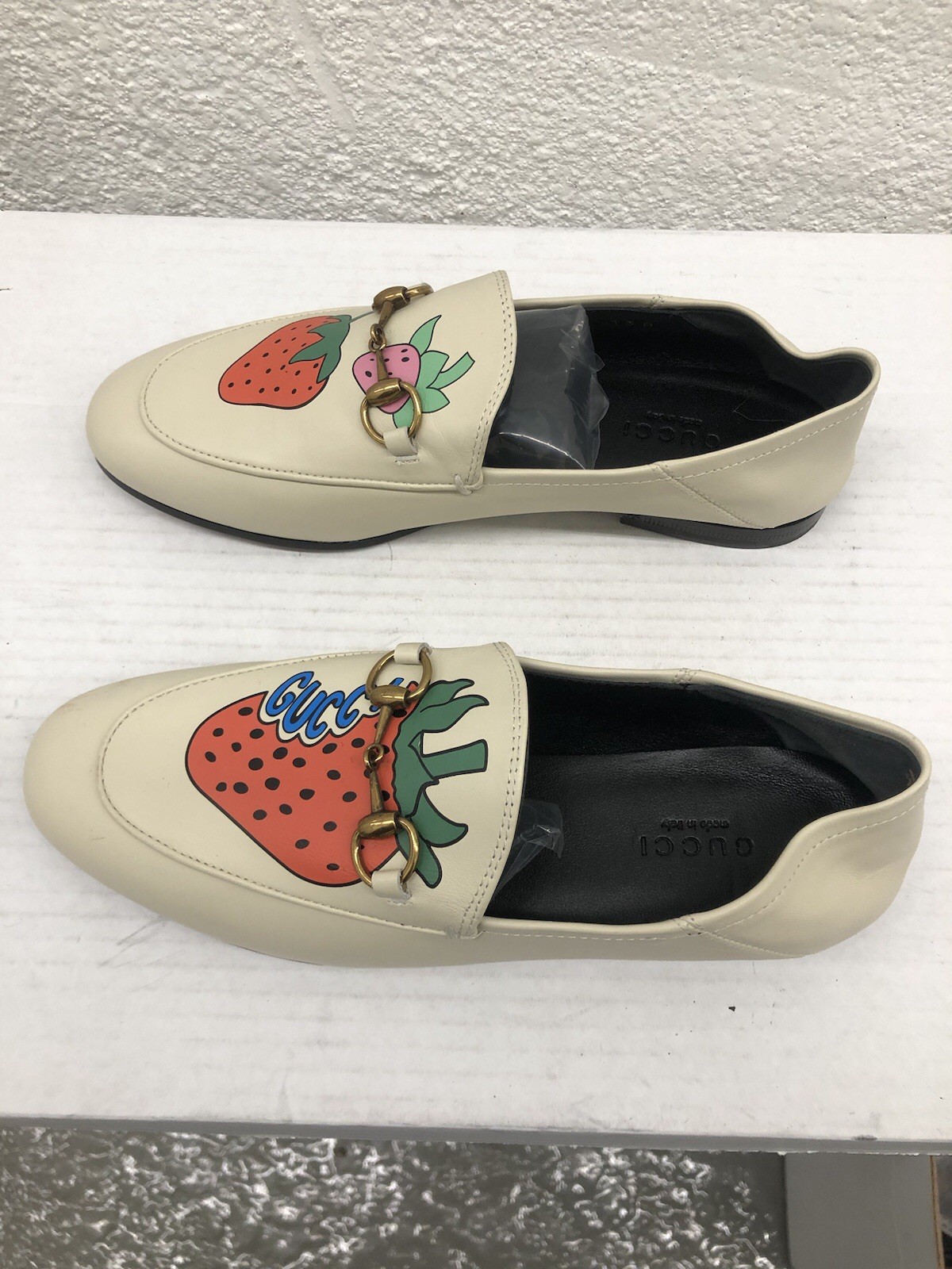 Gucci GG Horsebit Loafers Shoes Jordaan Leather Strawberry Sz 6.5 US 36.5 EU AR3