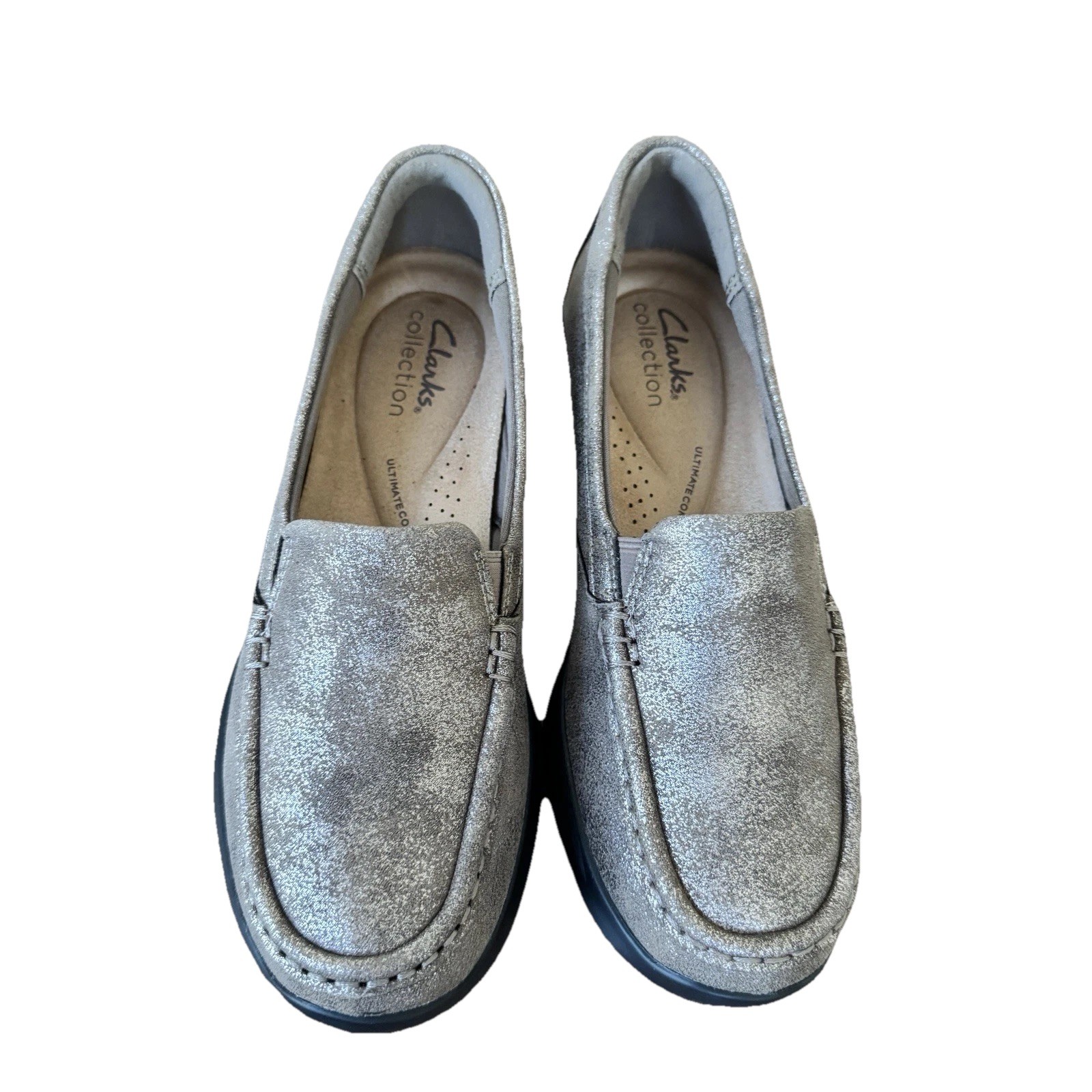 Clark’s Collection Women’s Bronze Metallic Sparkle Slip On Comfort Shoes Size 6