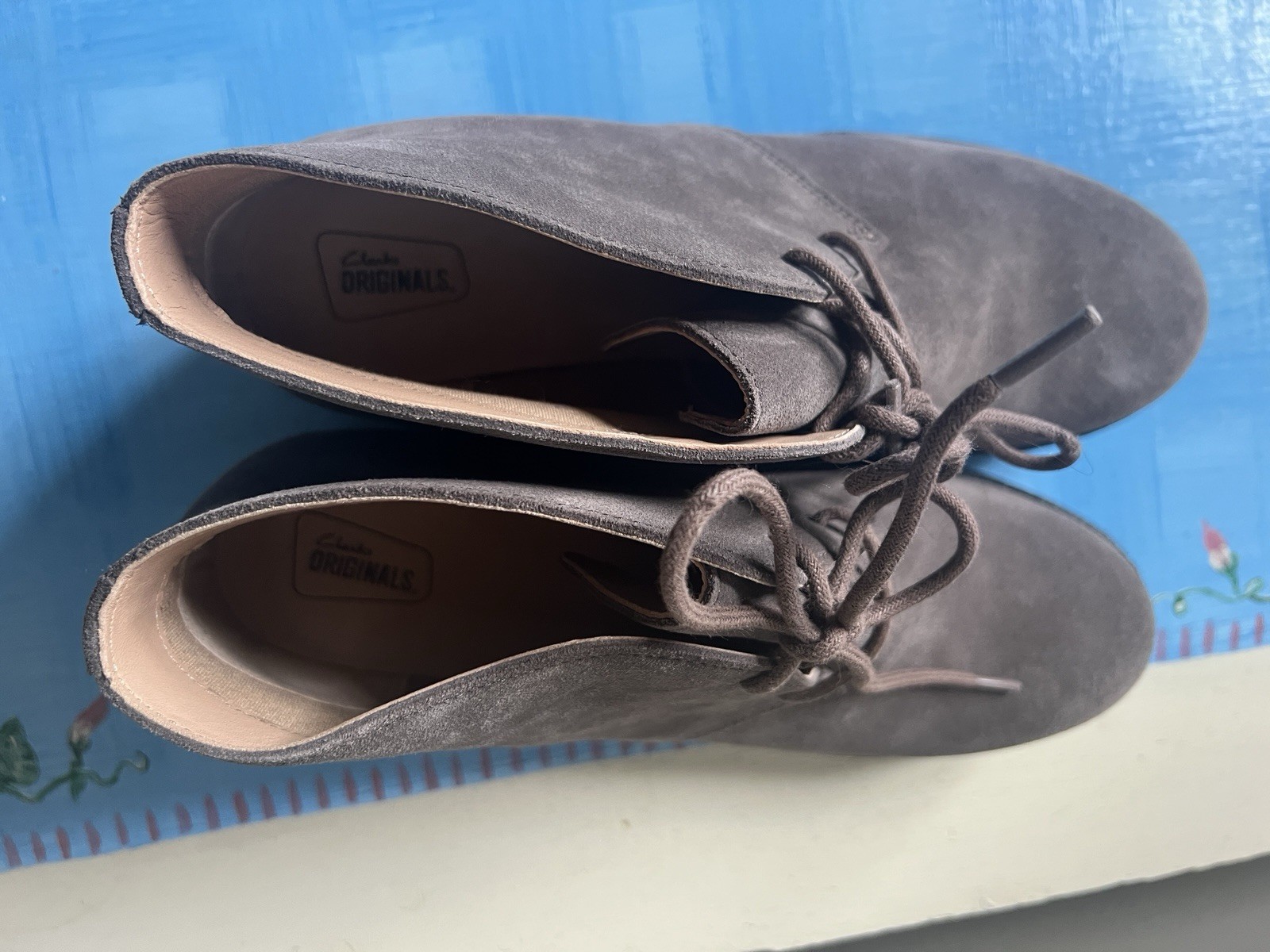 CLARKS ORIGINALS Athie Terra Desert Boots Wedge Sole Taupe Women’s 10 M NEW