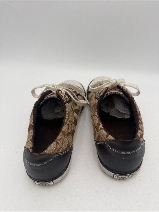 Coach Tan/Brown Signature Canvas Lace-Up Sneakers women 12 casual Y2K vacation
