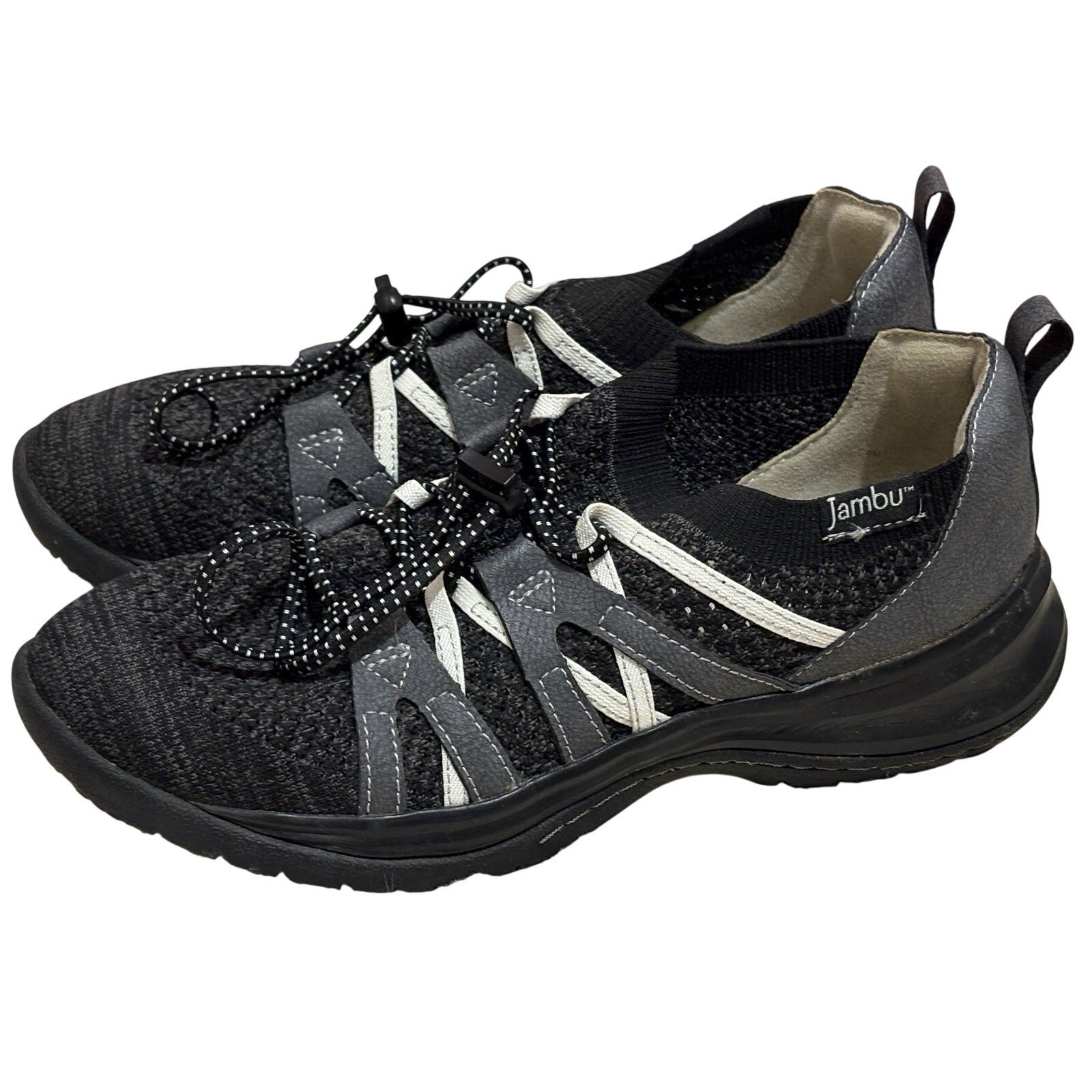 JAMBU Jardin Shoes Womens 9 Slip On Sneakers Black Gray Athletic Outdoor Comfort