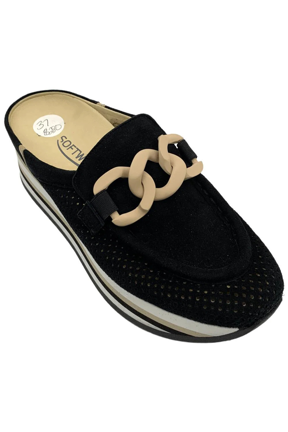 Softwaves Women’s Carlisa Mules Black/Camel
