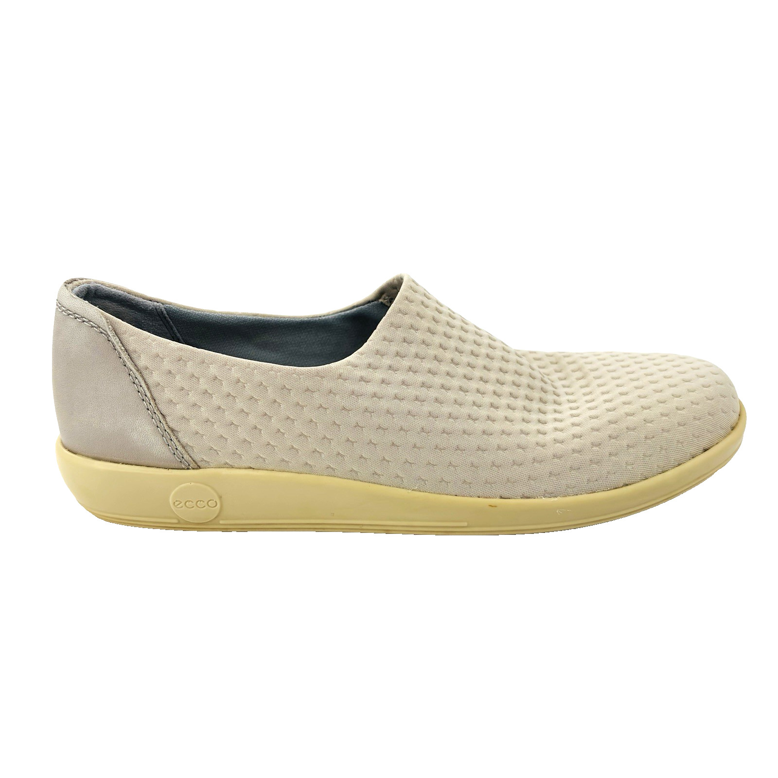 Womens 8-8.5 39 Ecco Soft 2.0 Slip On Sneakers Soft Stretch Walking Shoes Beige