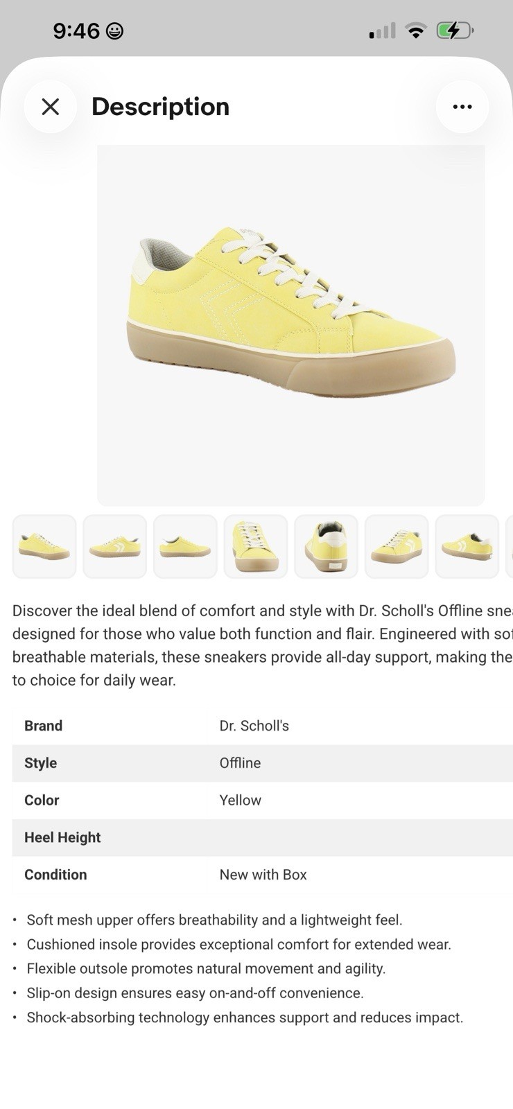 Dr. Scholl’s Offline Womens Fashion Sneakers 9M Sunset Yellow In Box Worn Once