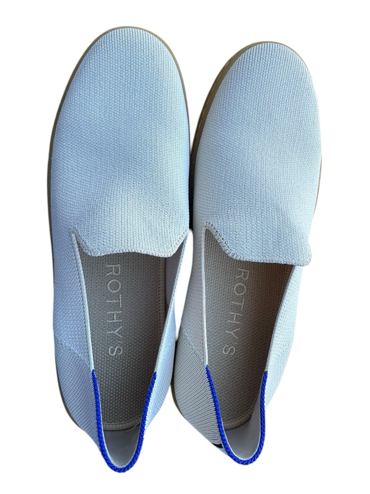 Rothy’s The City Sneaker Slip-On Comfort Knit White/Blue/Beige Women’s 9 NWOB