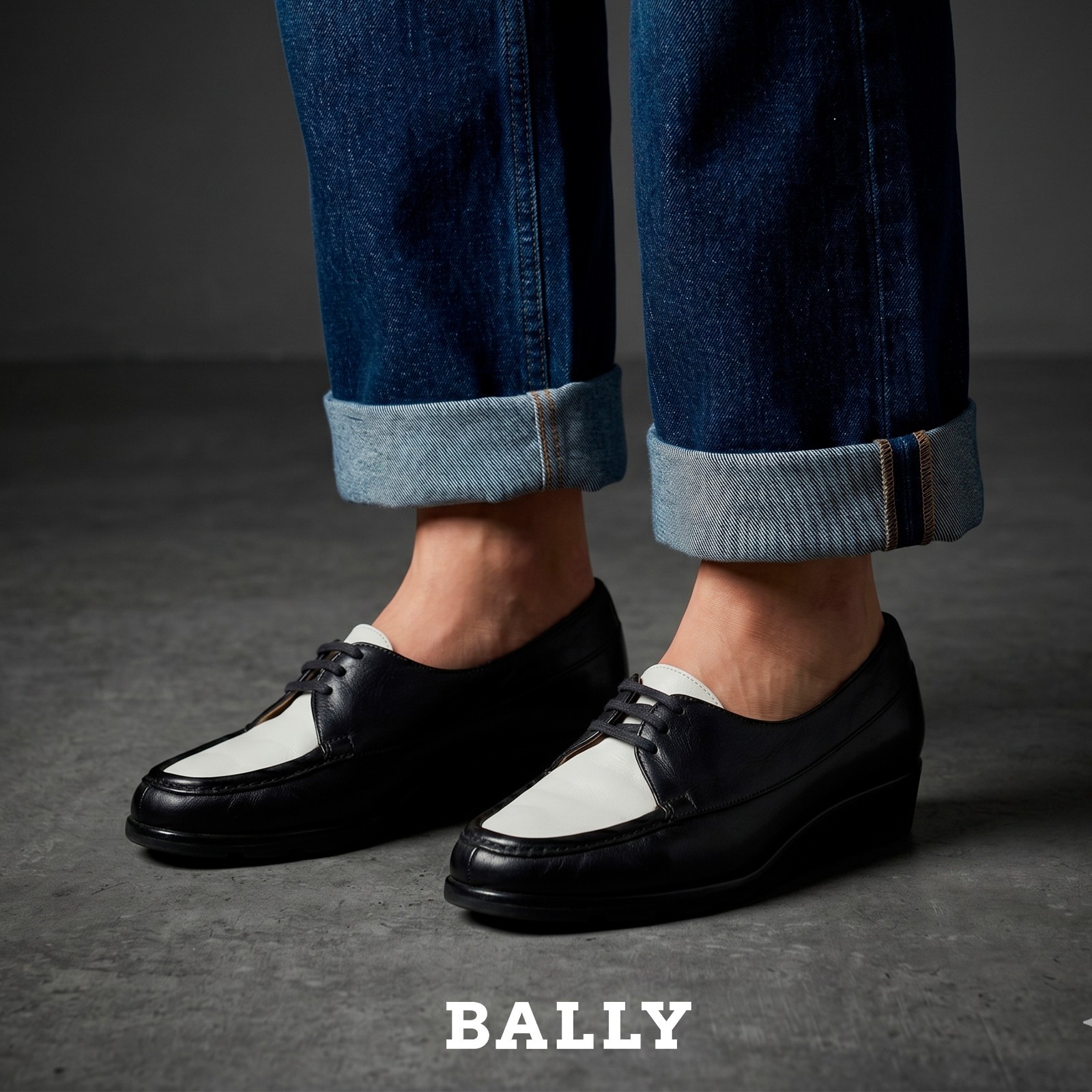 Bally Women’s Leather Wedge Loafers Shoes Black White EU 37 US 6 UK 4 Comfort