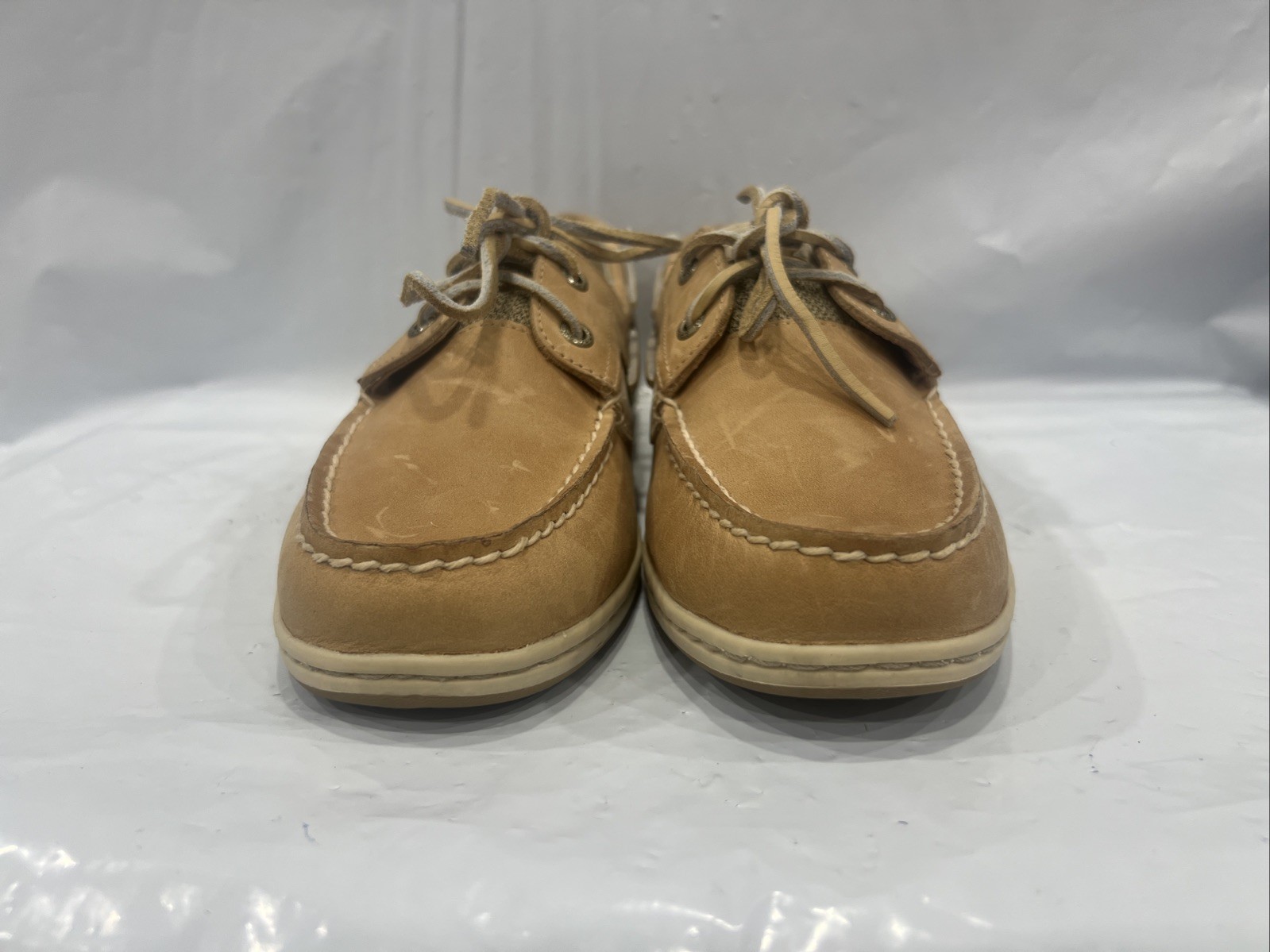 Sperry Koifish Women’s 9.5 Linen Oat Lace Up Moc Toe Casual Boat Shoe EBS2375