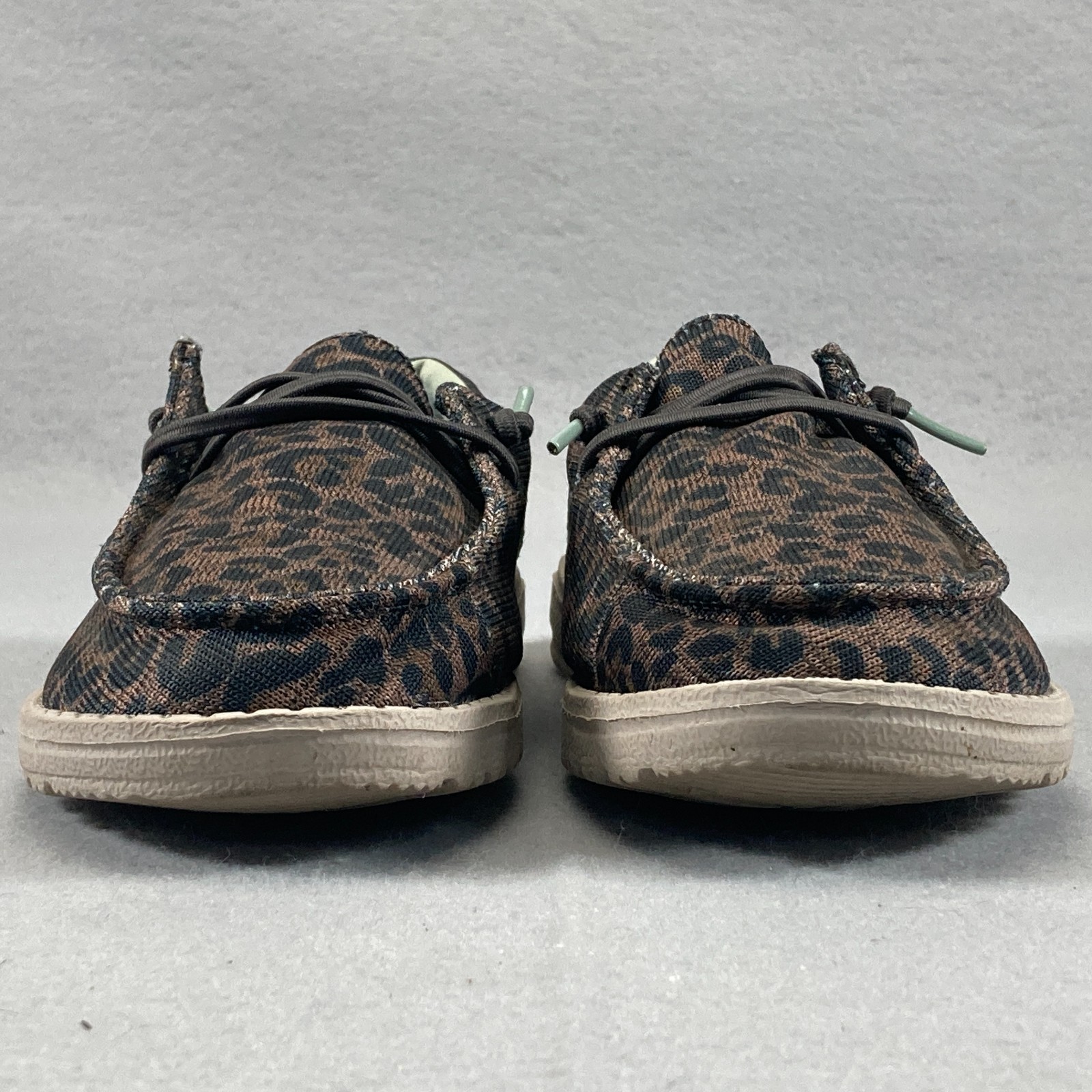 Hey Dude Wendy Sox Shoes Womens 7 Leo Brown Leapord Boat Loafer Moc Toe Slip-on