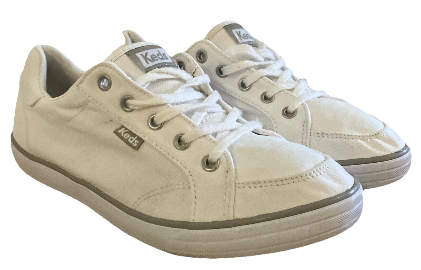 Keds Shoes 7.5 W Women White Cloth Laces Comfort Classic Walking Casual
