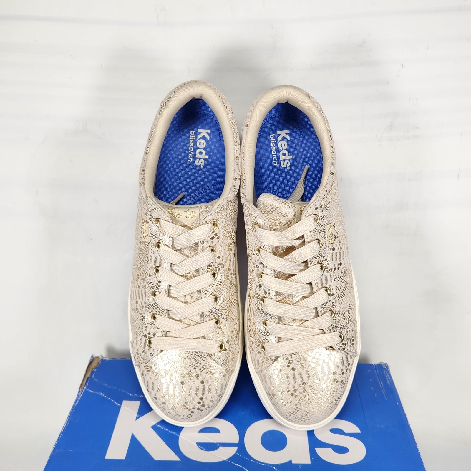 11 WOM – KEDS Park – Gold Metallic Snake Print SUEDE LEATHER