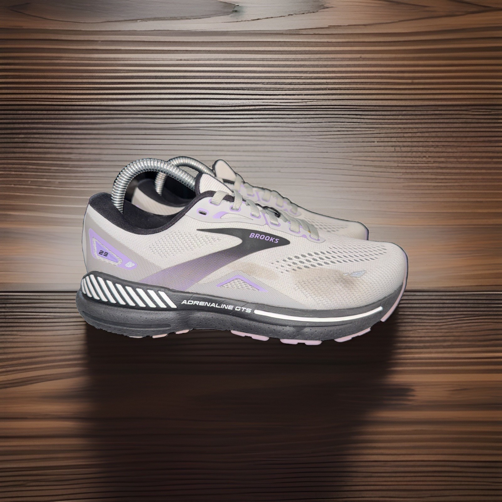 Brooks Adrenaline GTS 23 Women 7.5 2E Extra Wide Running Shoes Gray Black Purple
