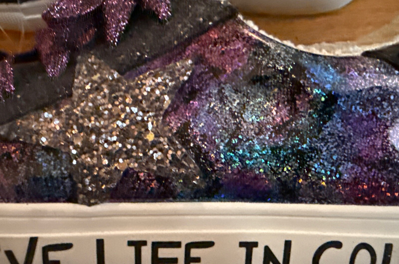 Steve Madden Black Purple Sparkly Casual Tennis Shoes Womens Girls School 5